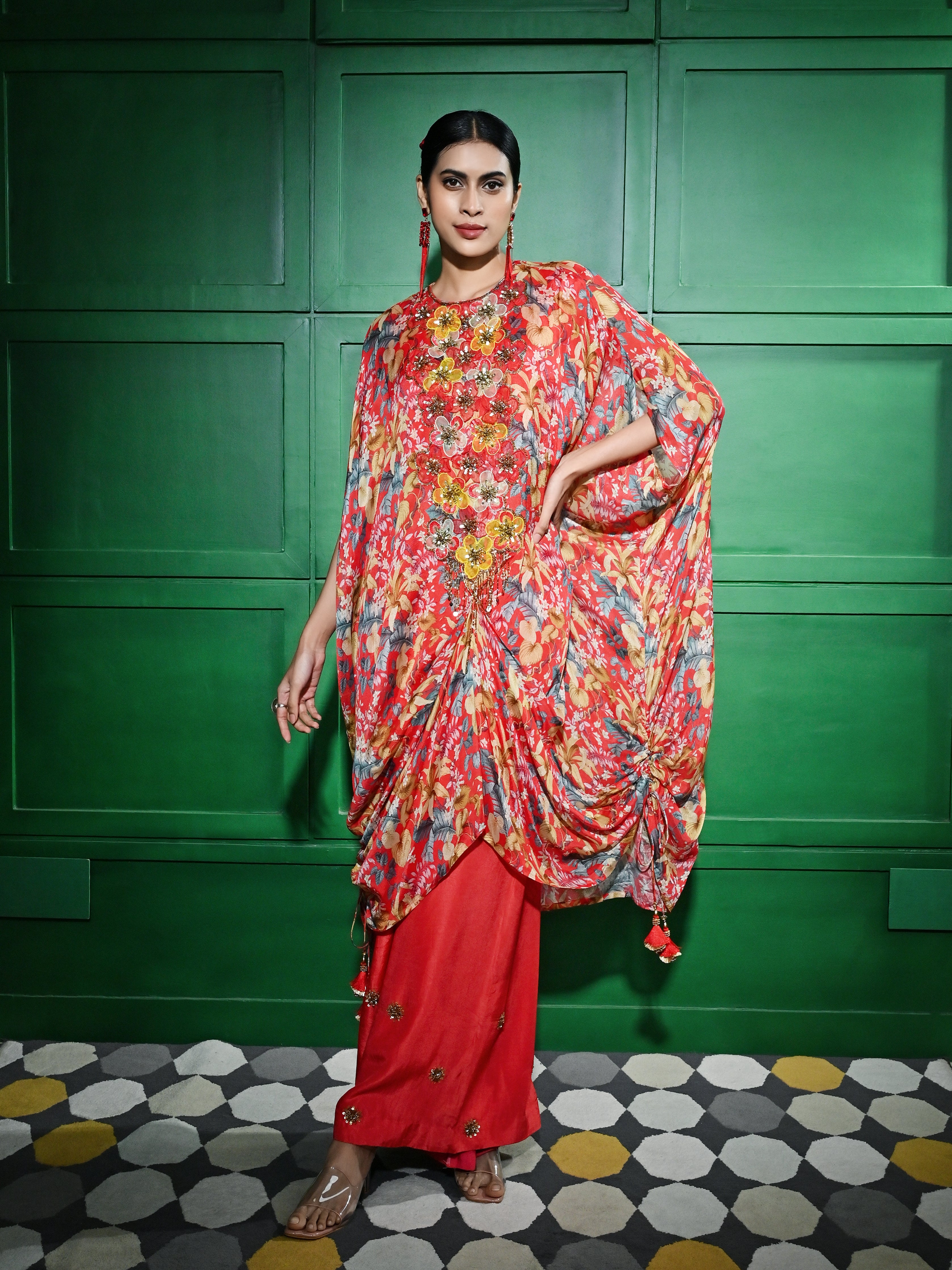 Red Printed Kaftan
