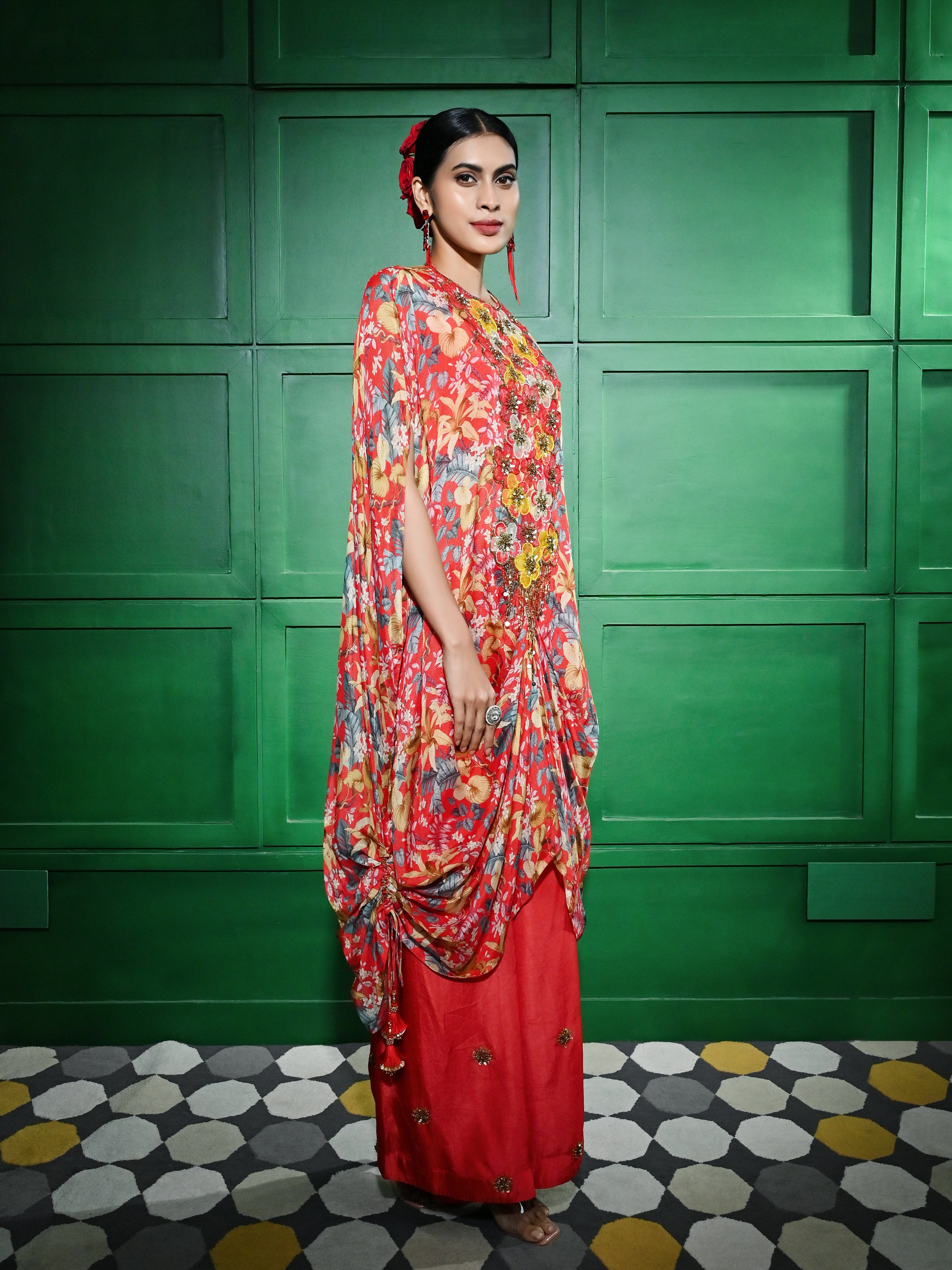 Red Printed Kaftan