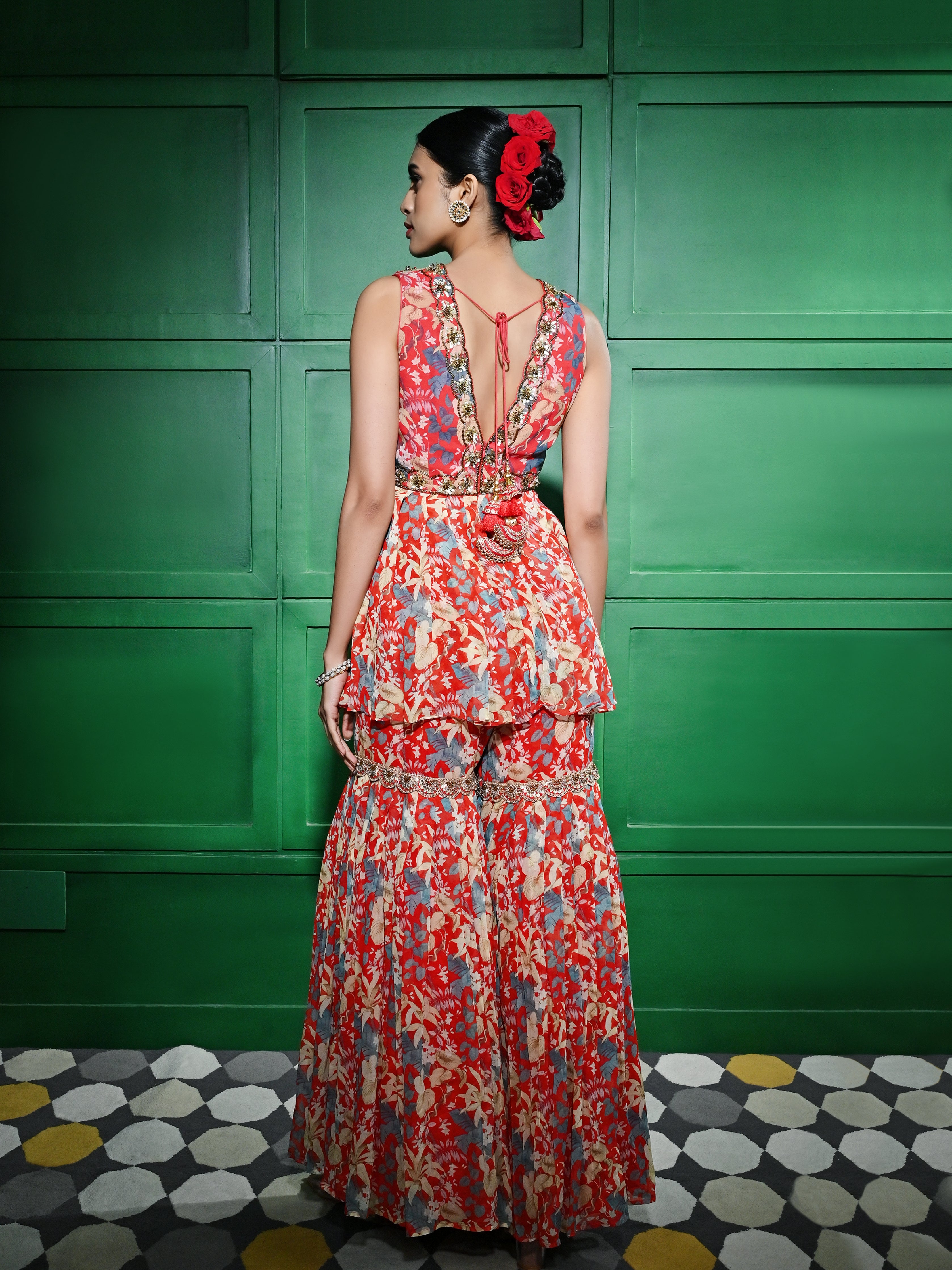Red Peplum Set