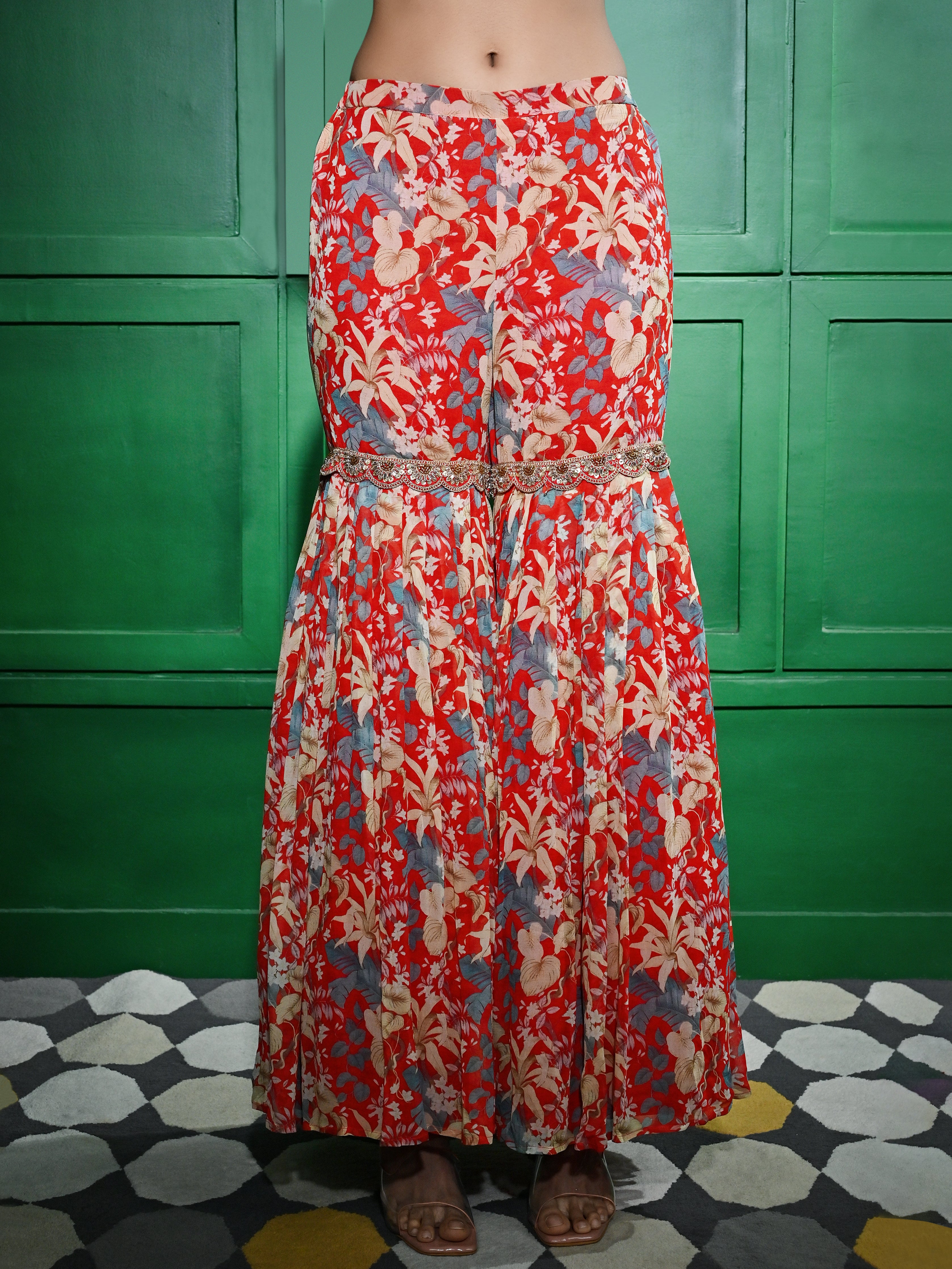 Red Peplum Set