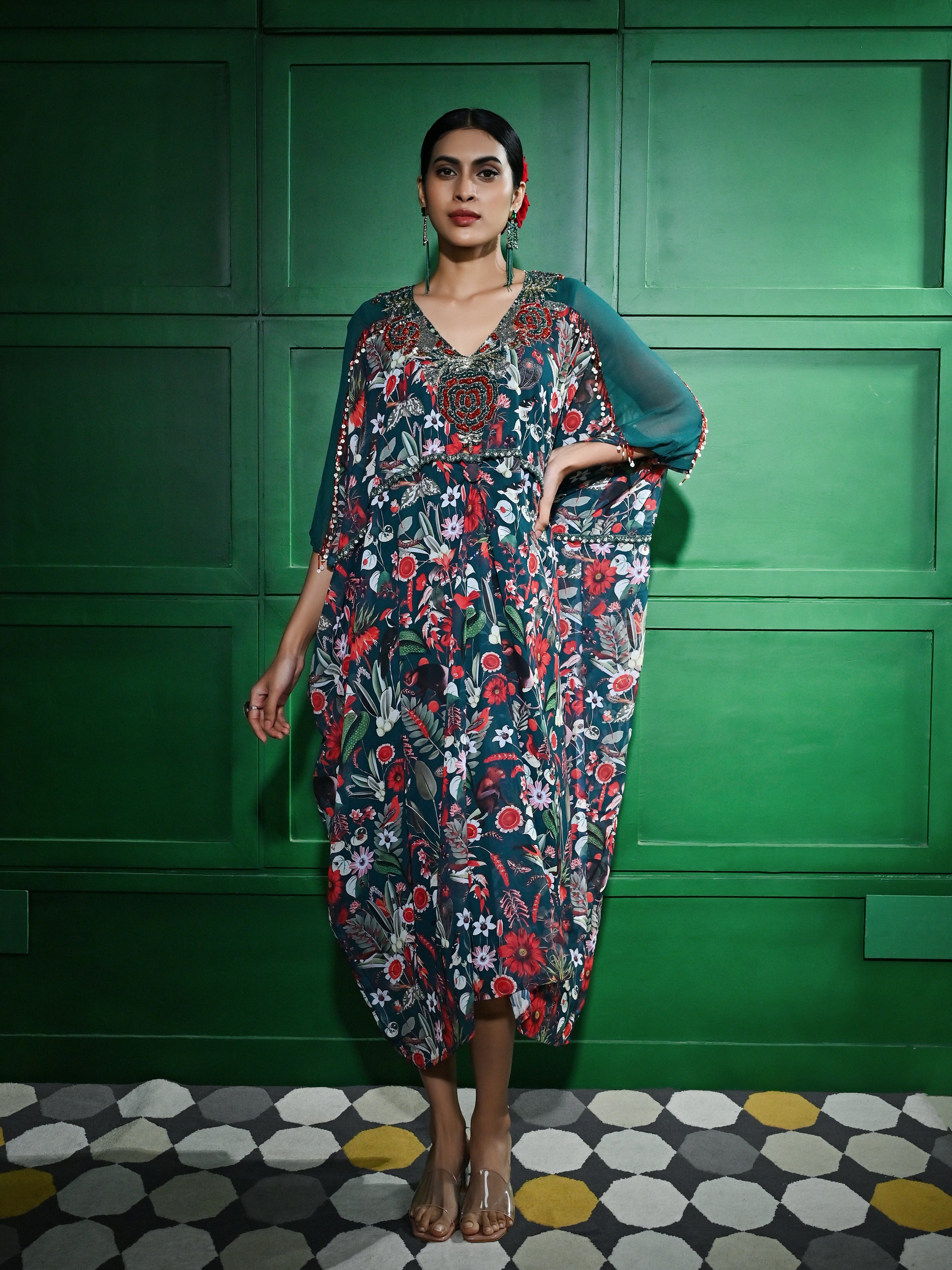 Green Glass Bead Kaftan