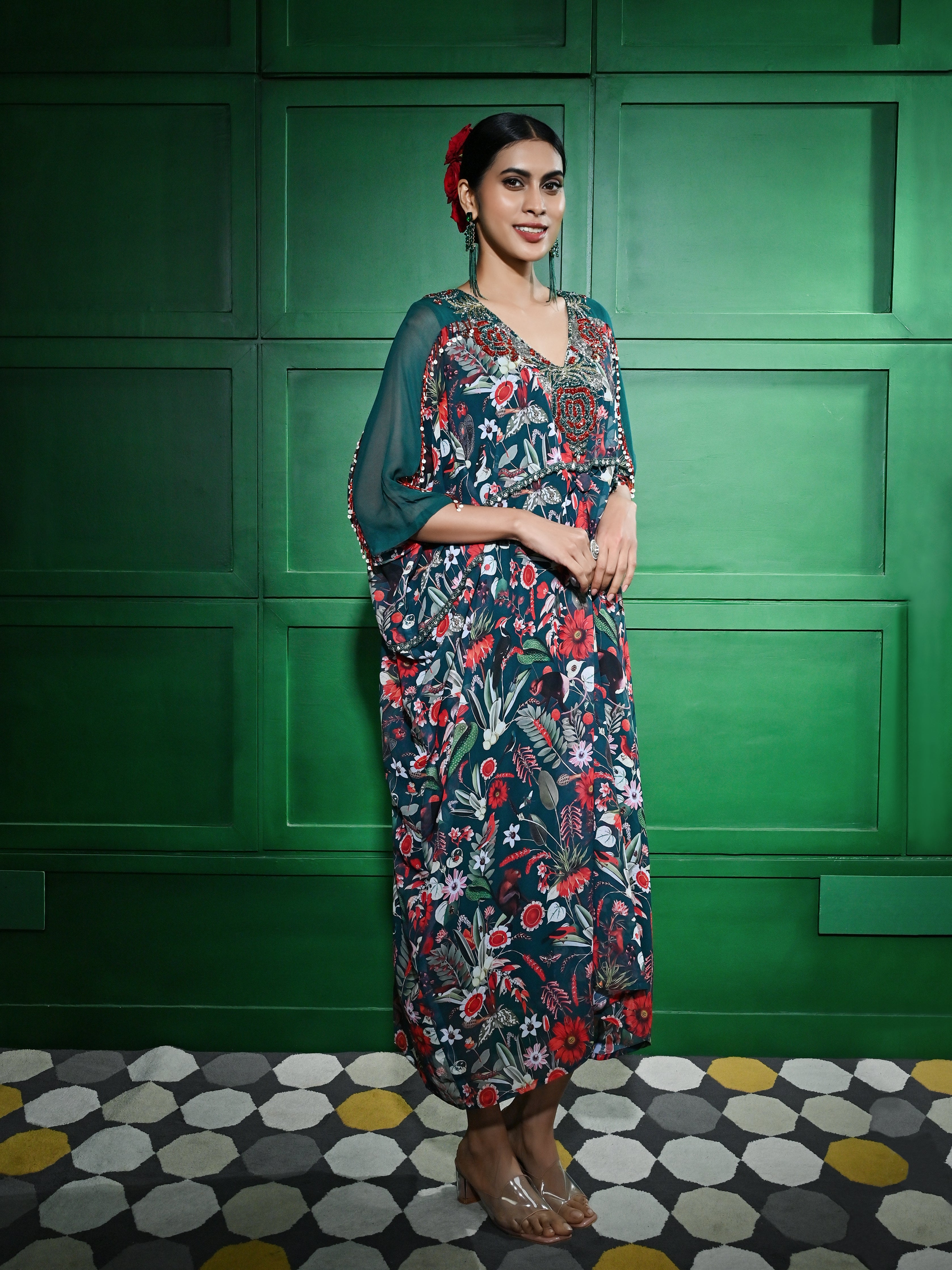 Green Glass Bead Kaftan