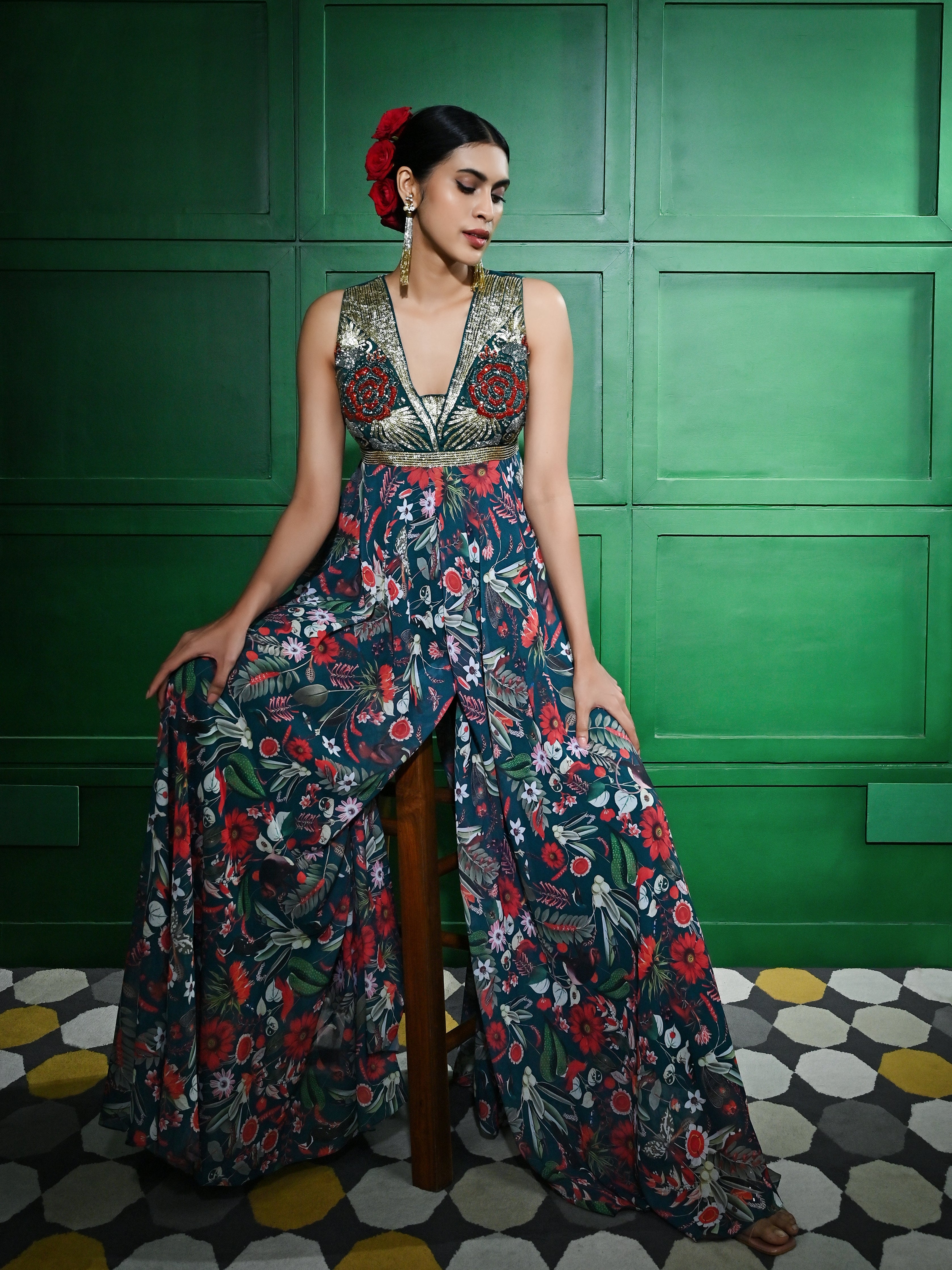 Green Glass Bead Jumpsuit