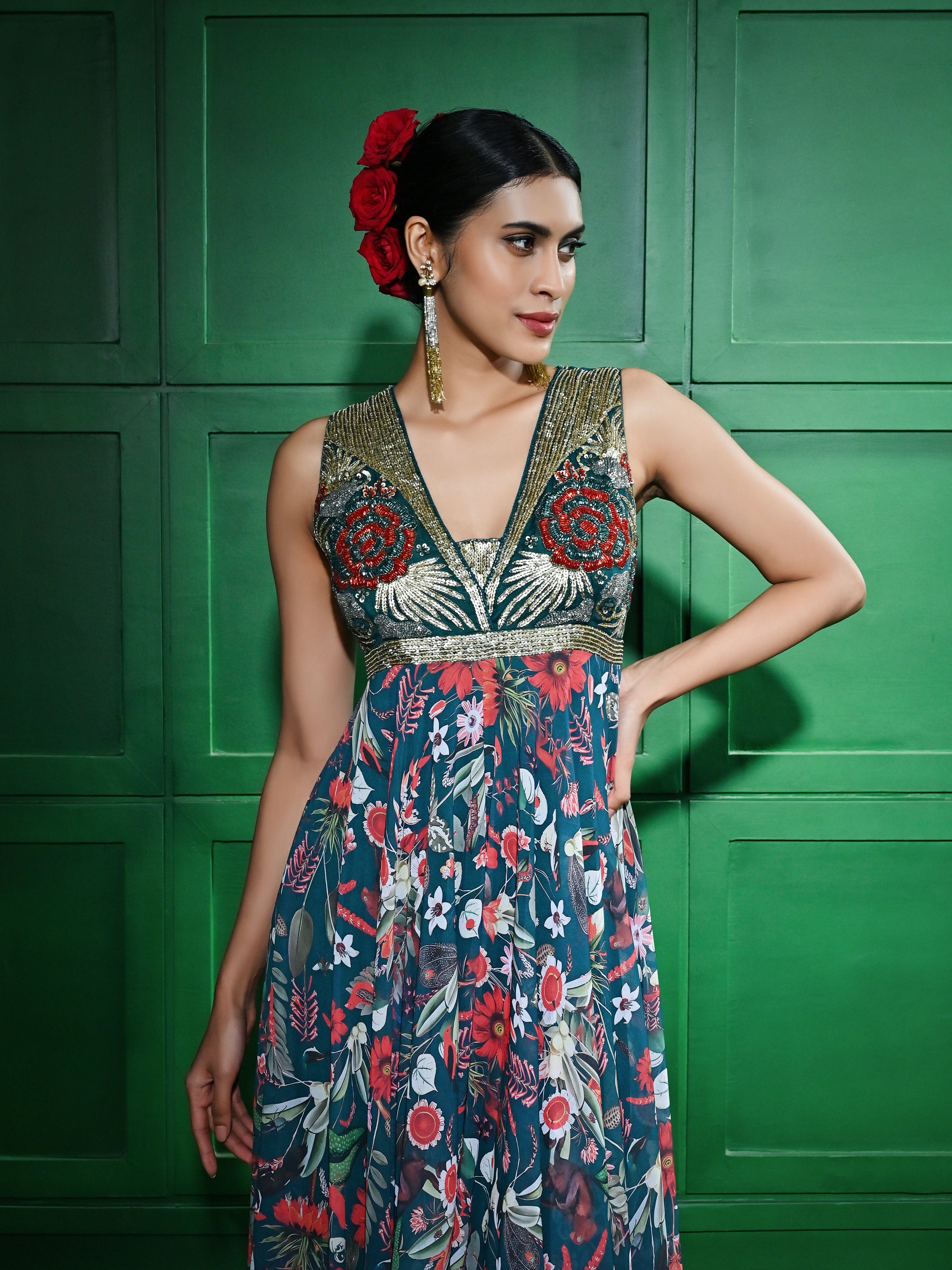 Green Glass Bead Jumpsuit