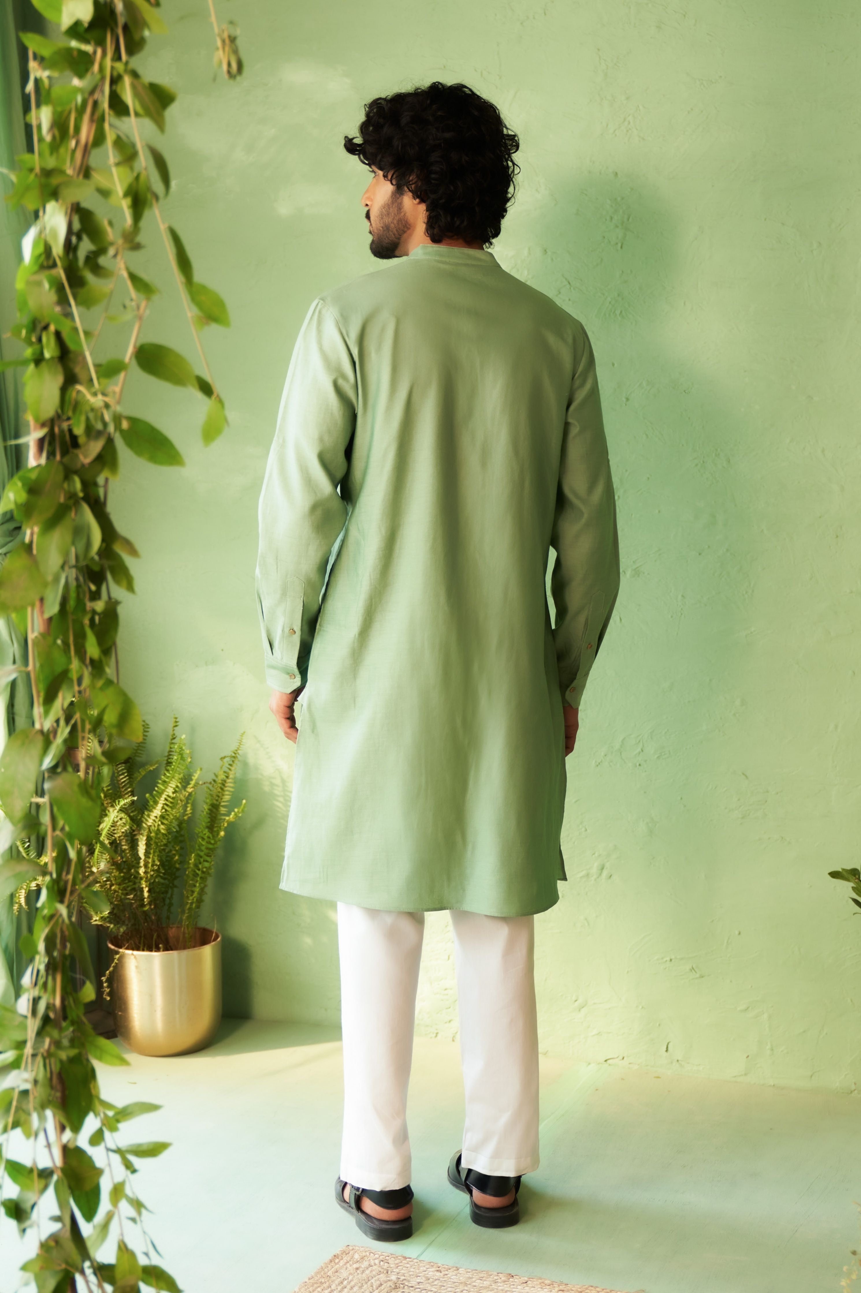 Tea Green Mens Kurta set