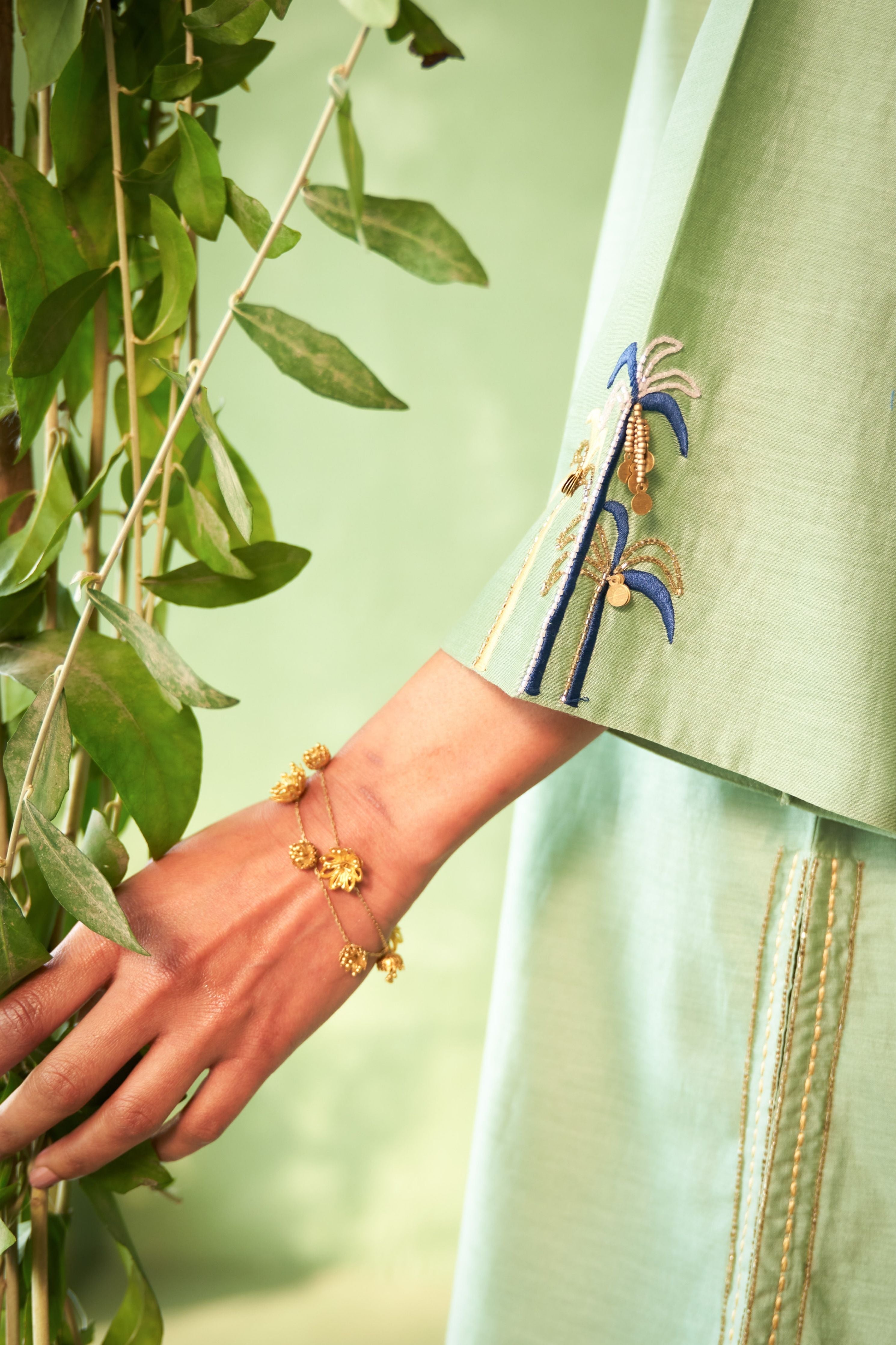 Tea Green Short Kurta Set