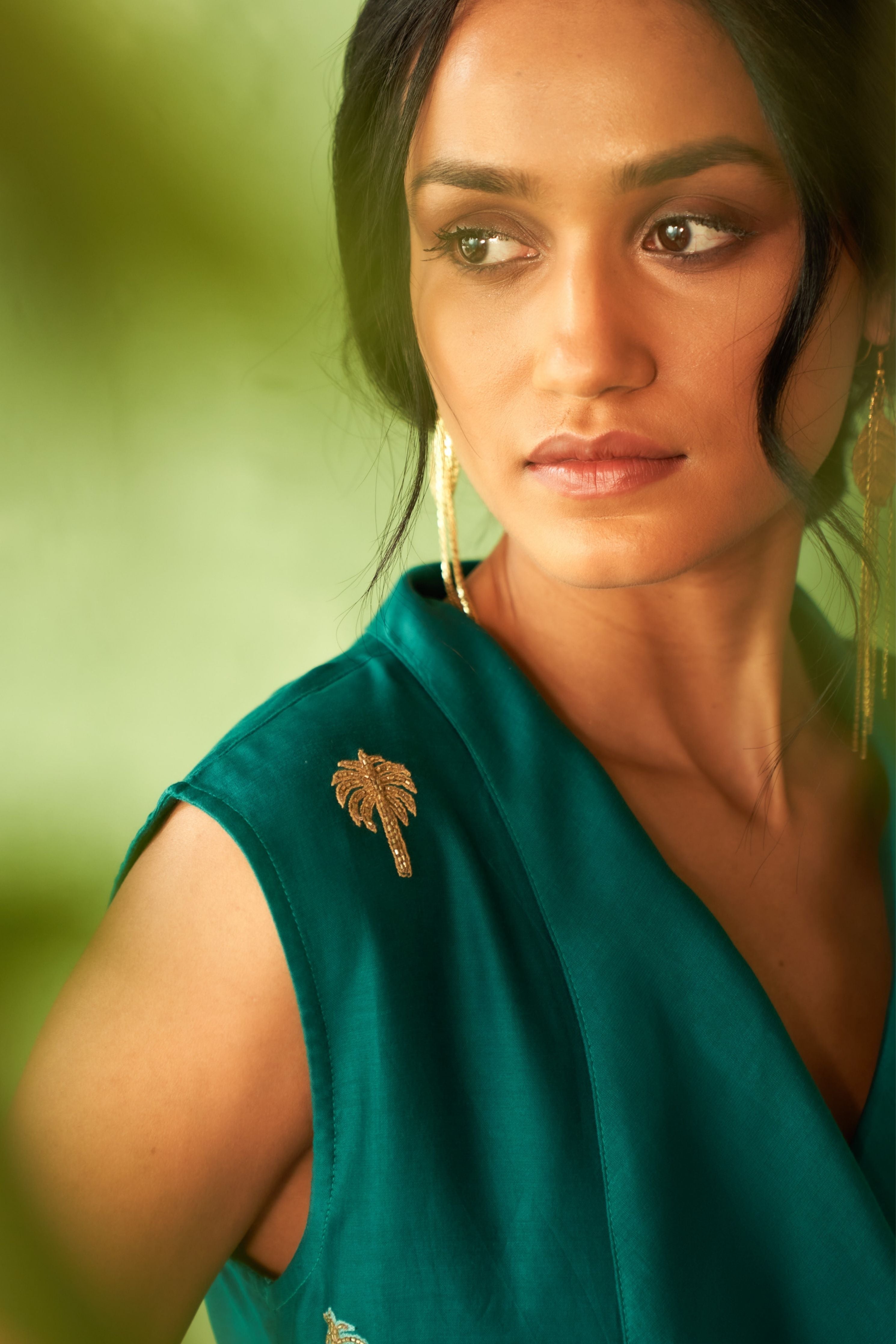 Peacock Green Jacket set