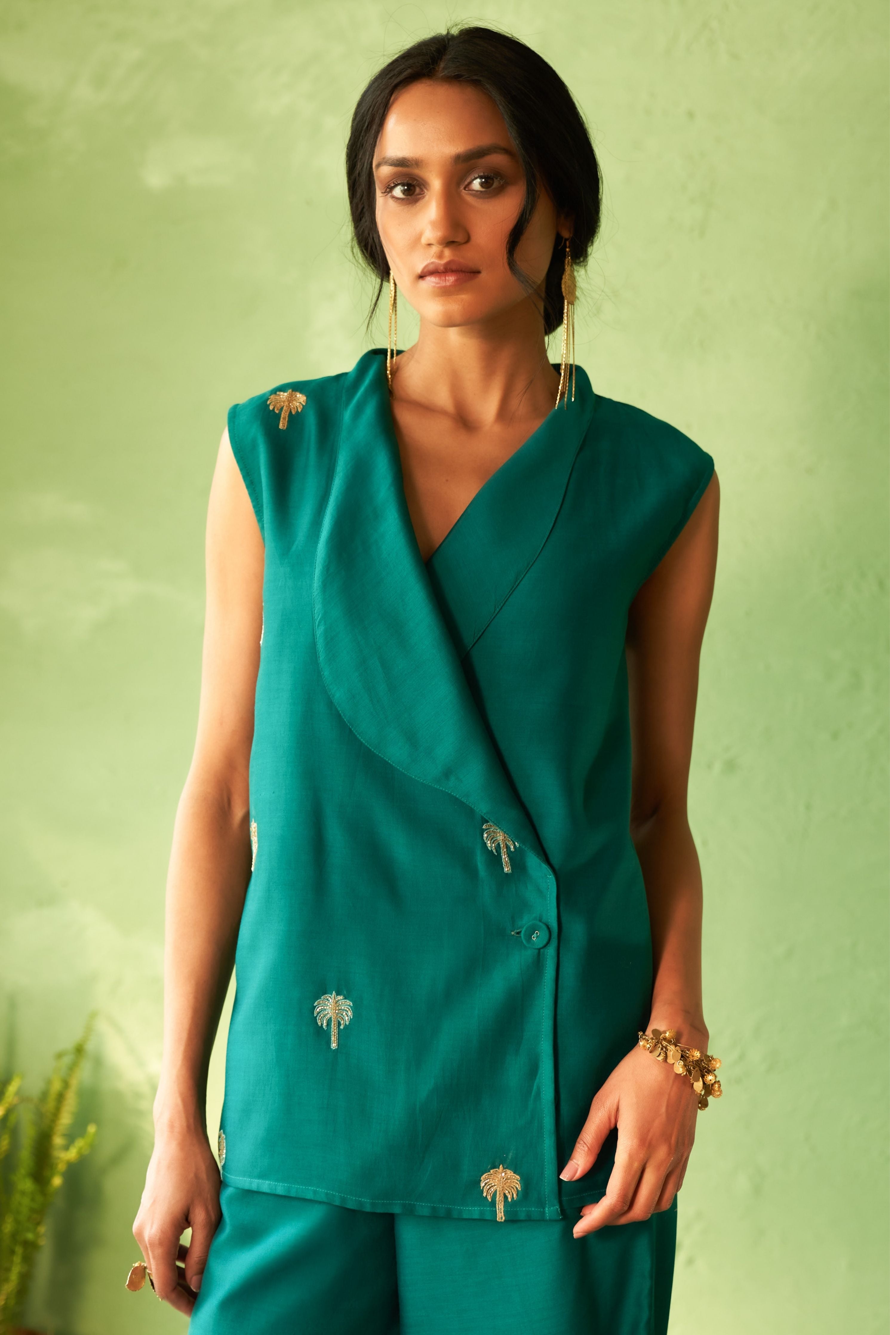 Peacock Green Jacket set