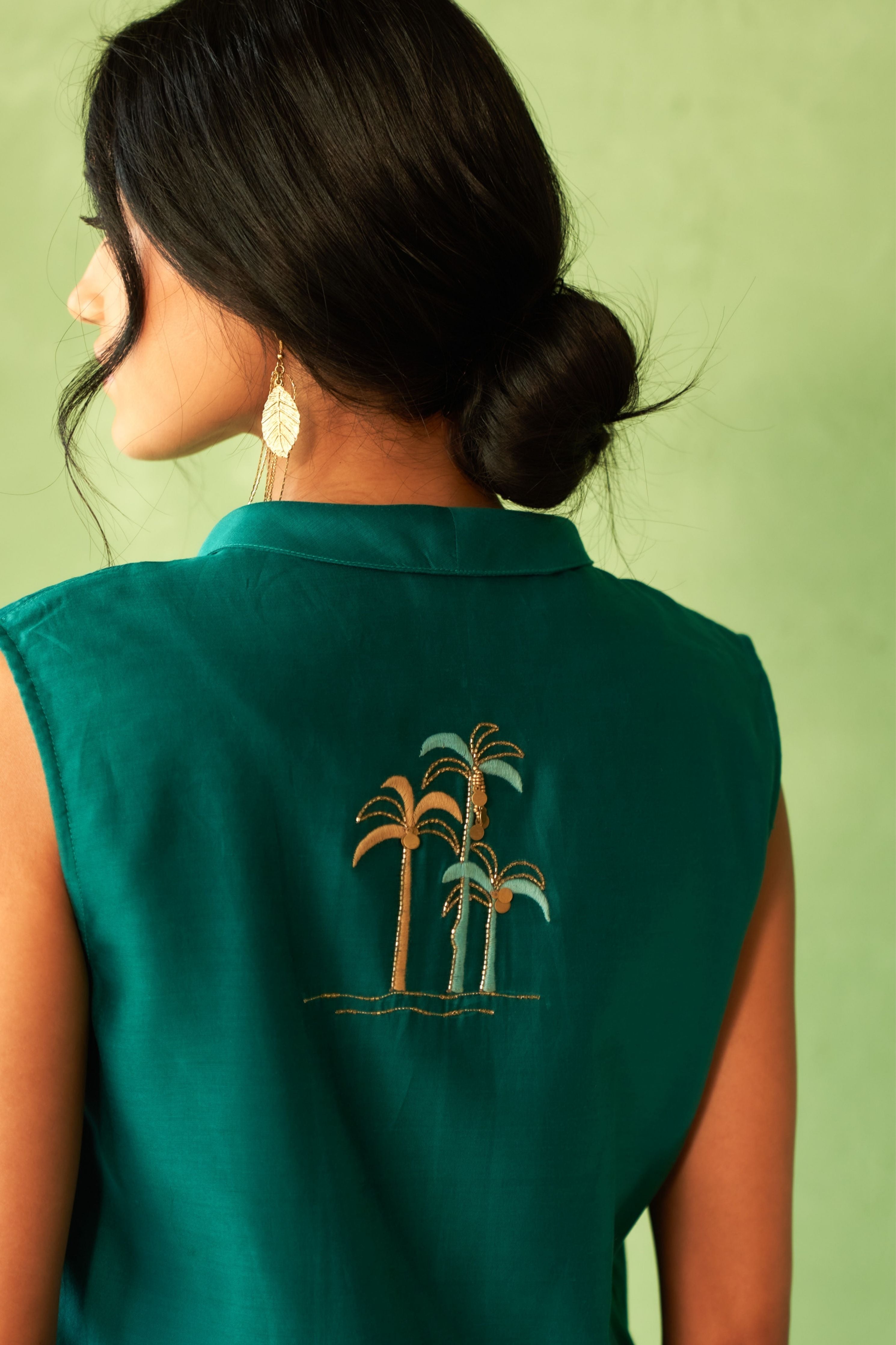 Peacock Green Jacket set