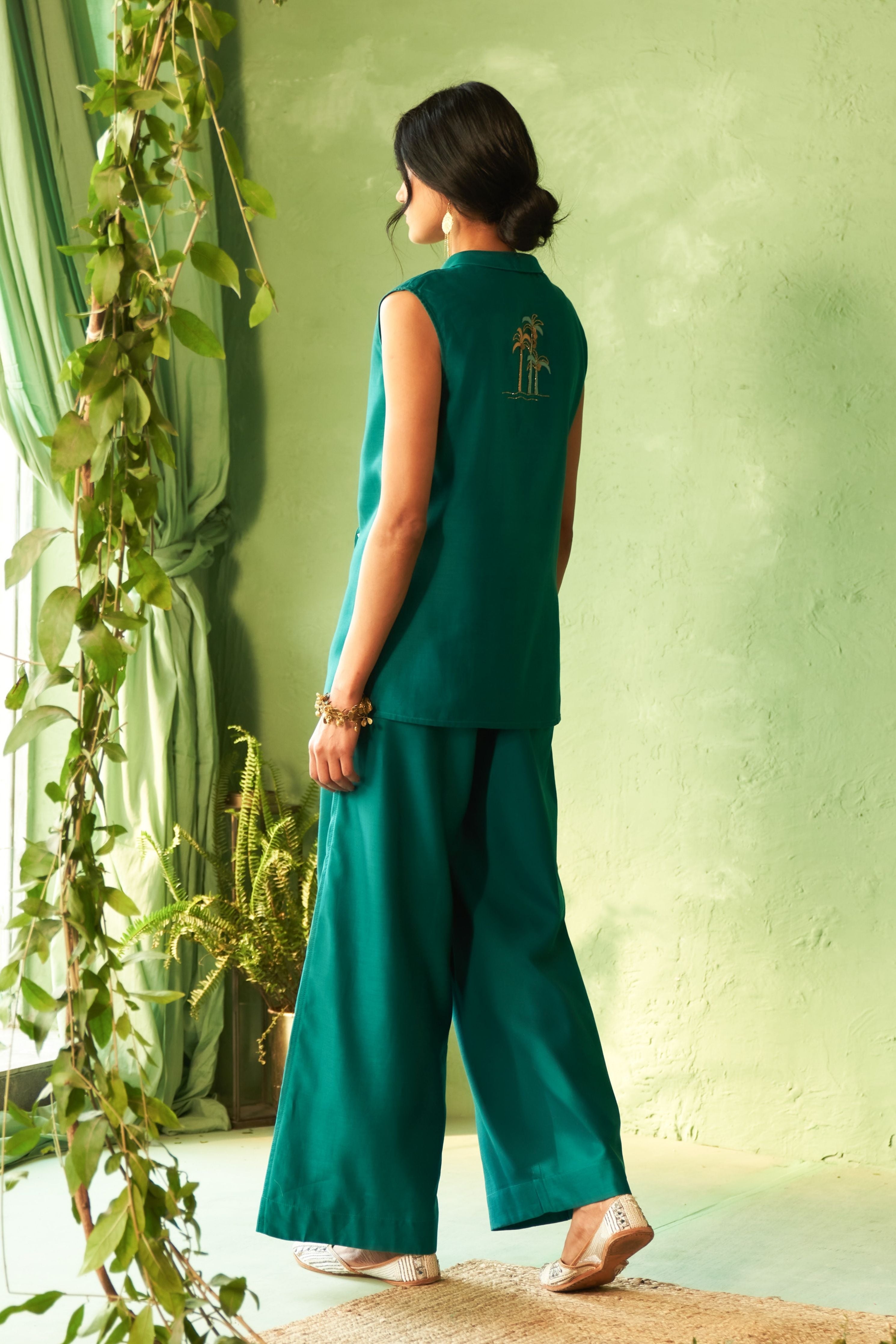 Peacock Green Jacket set
