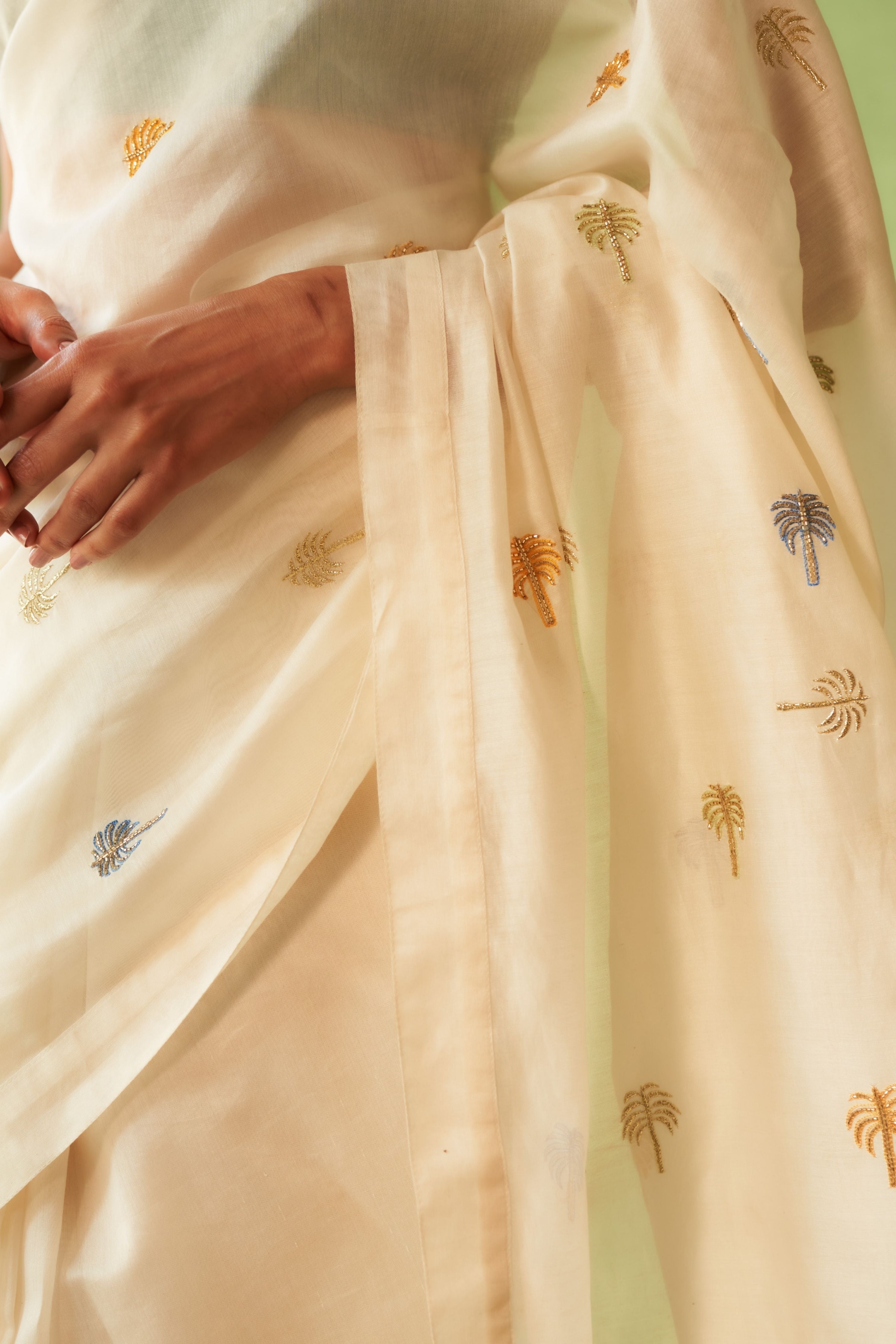 Saree with Peacock Green Blouse