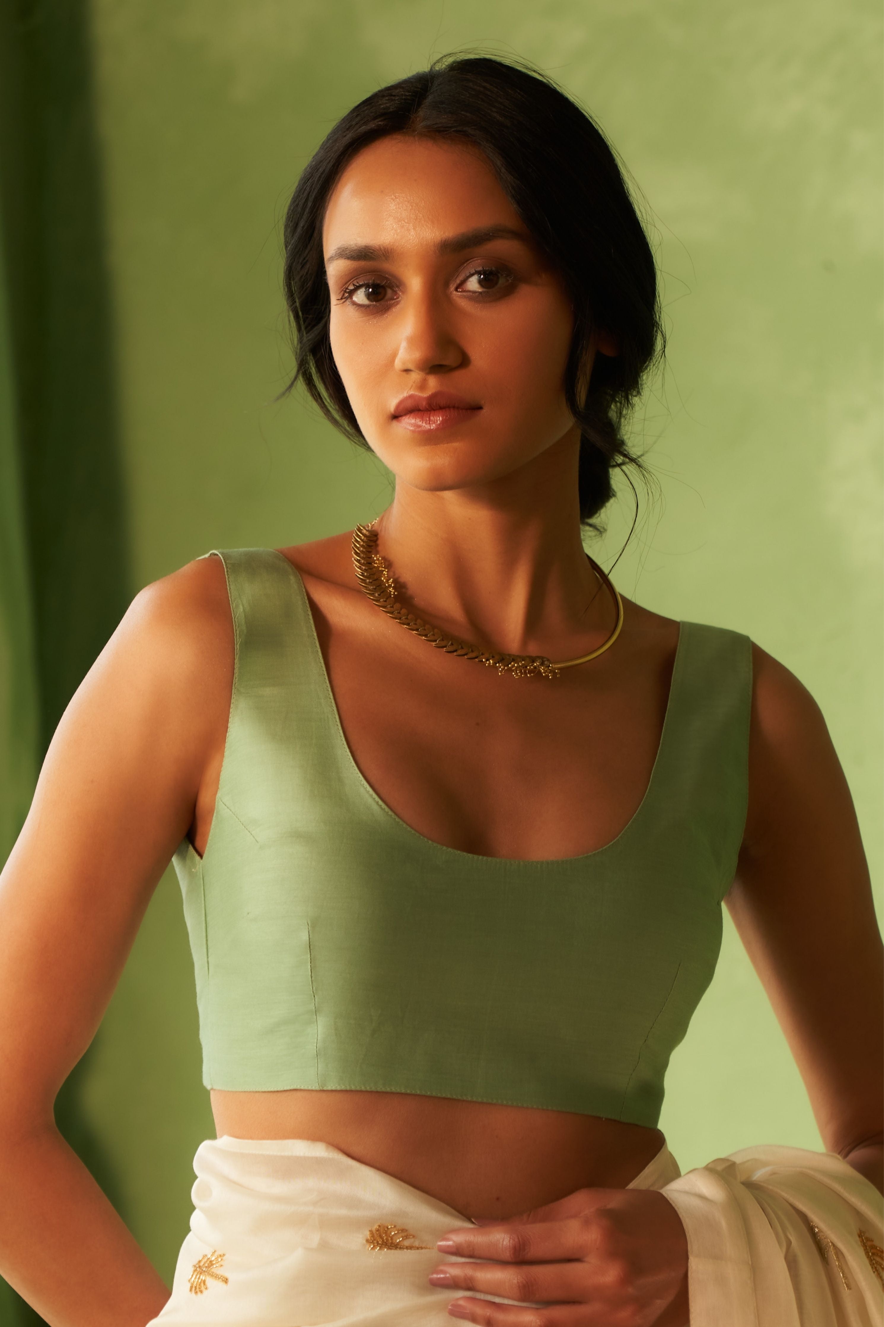 Kinaara saree with Tea Green