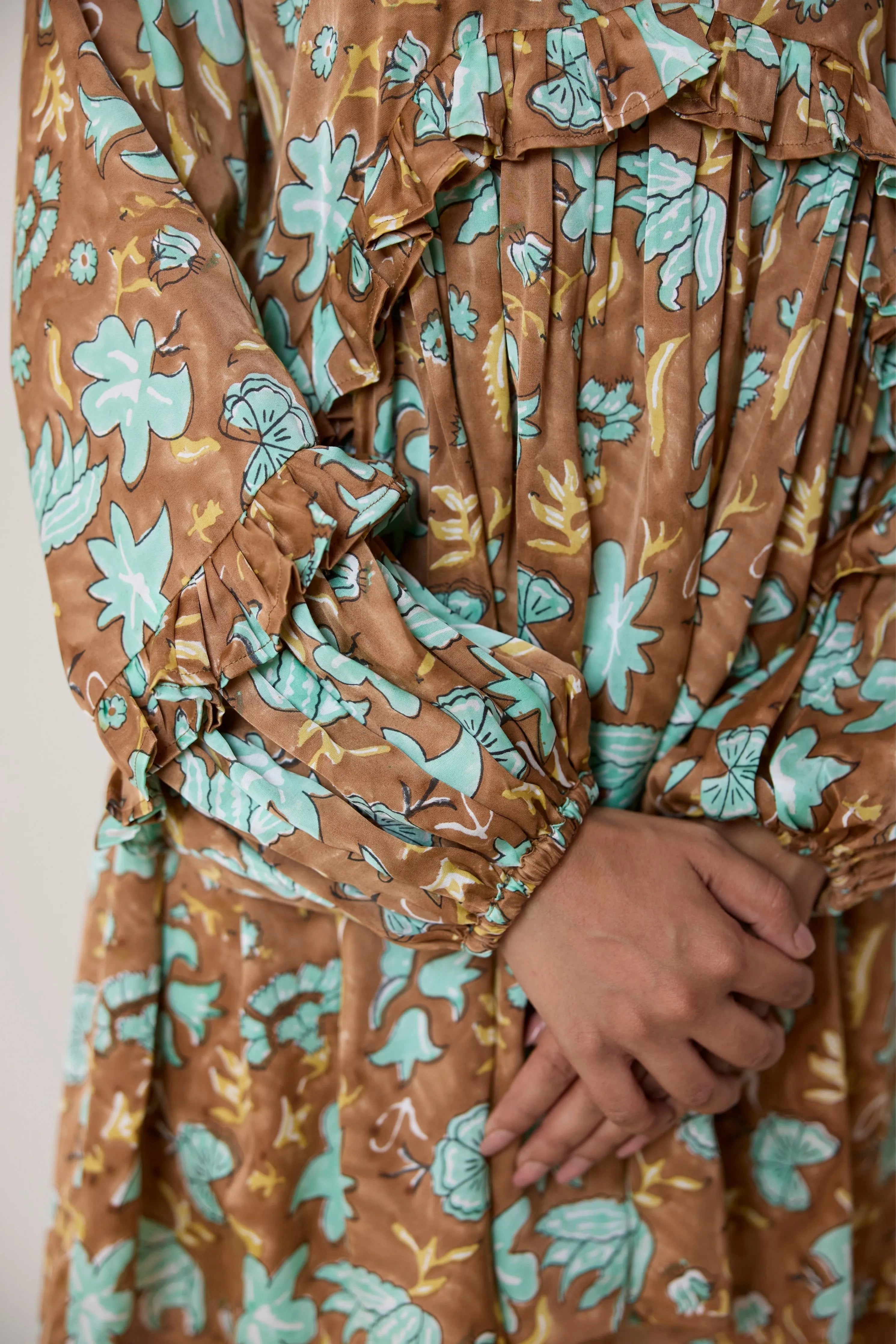 Umber Garden Ruffle Dress