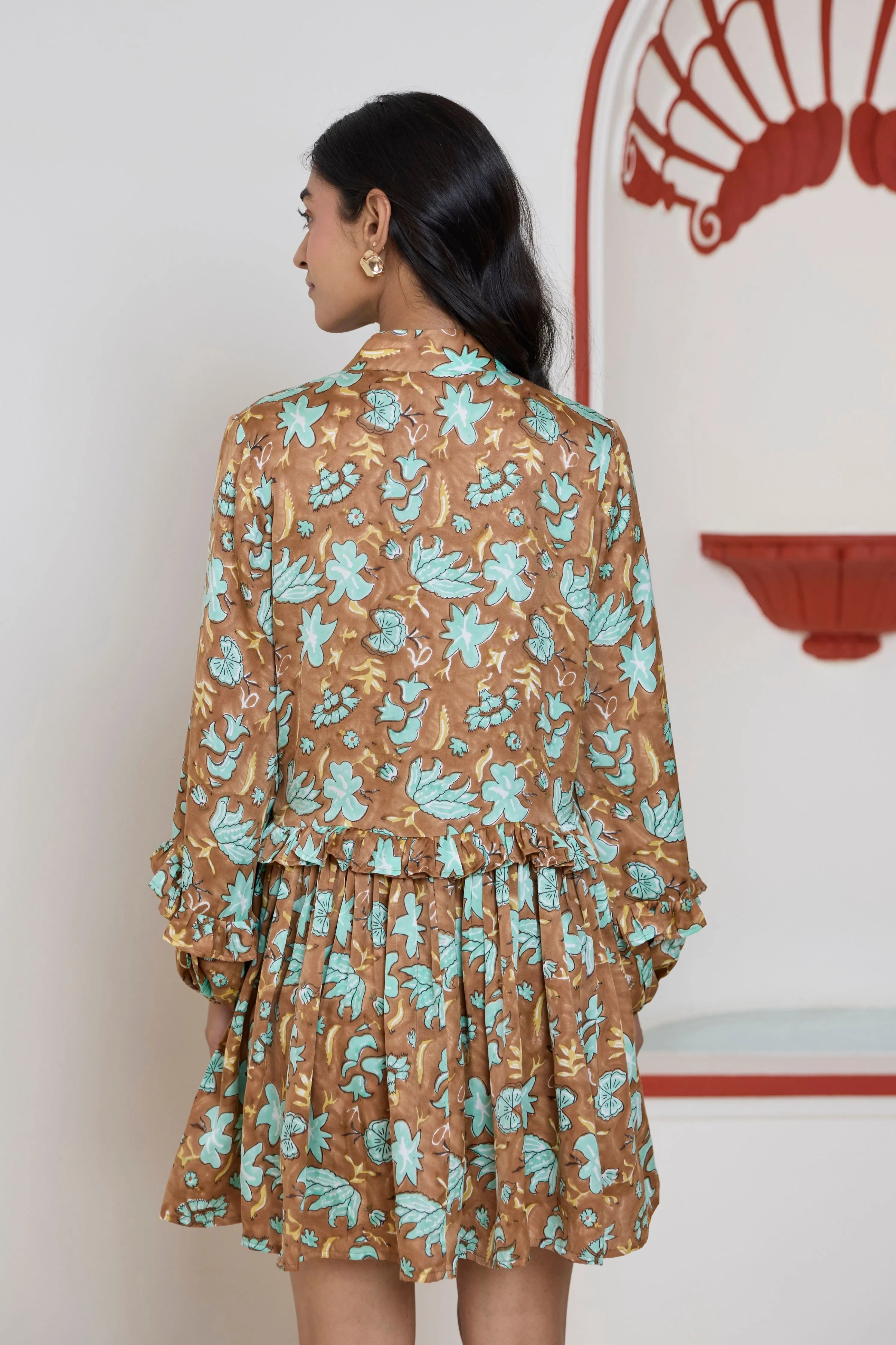Umber Garden Ruffle Dress