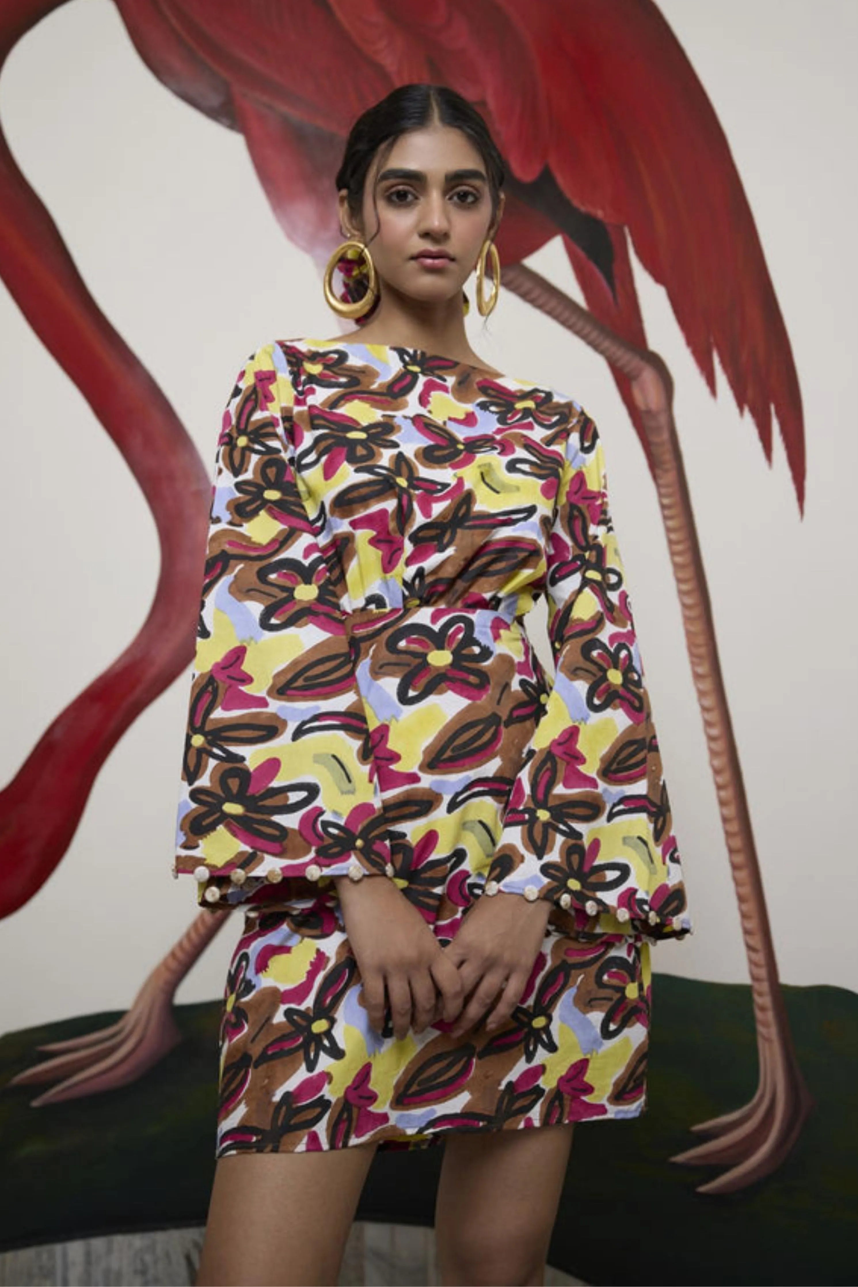 Abstract Dawn Wrap Mini Dress