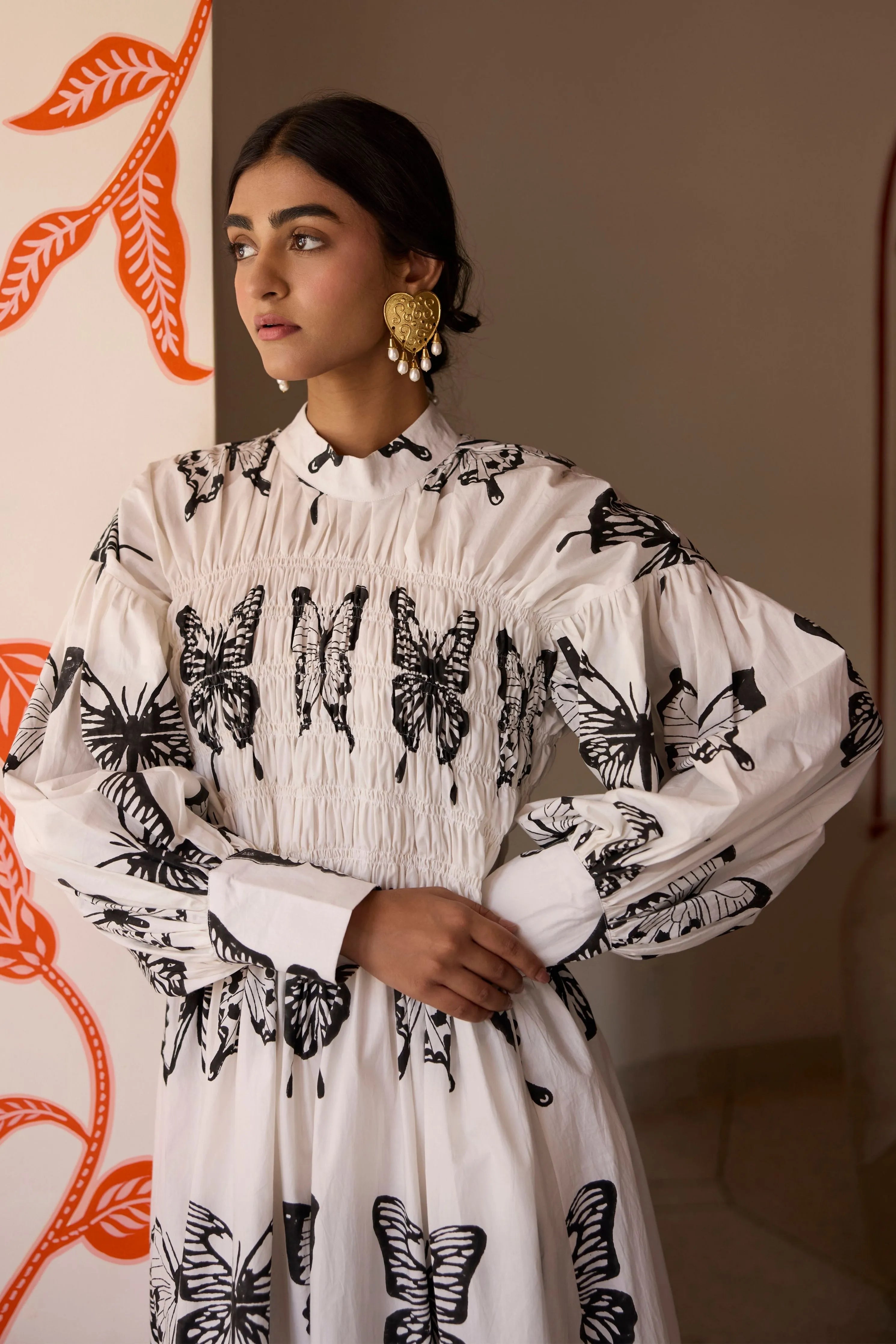 Butterfly Smocked Long Dress