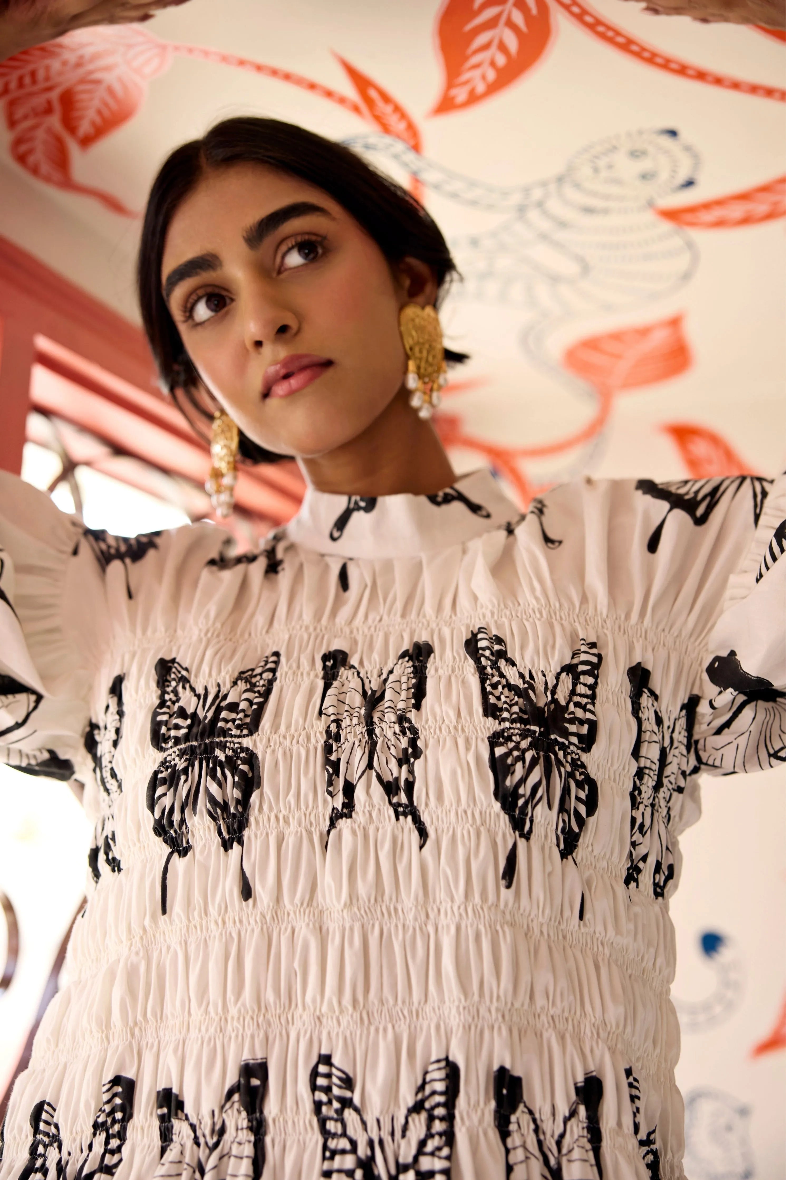 Butterfly Smocked Long Dress