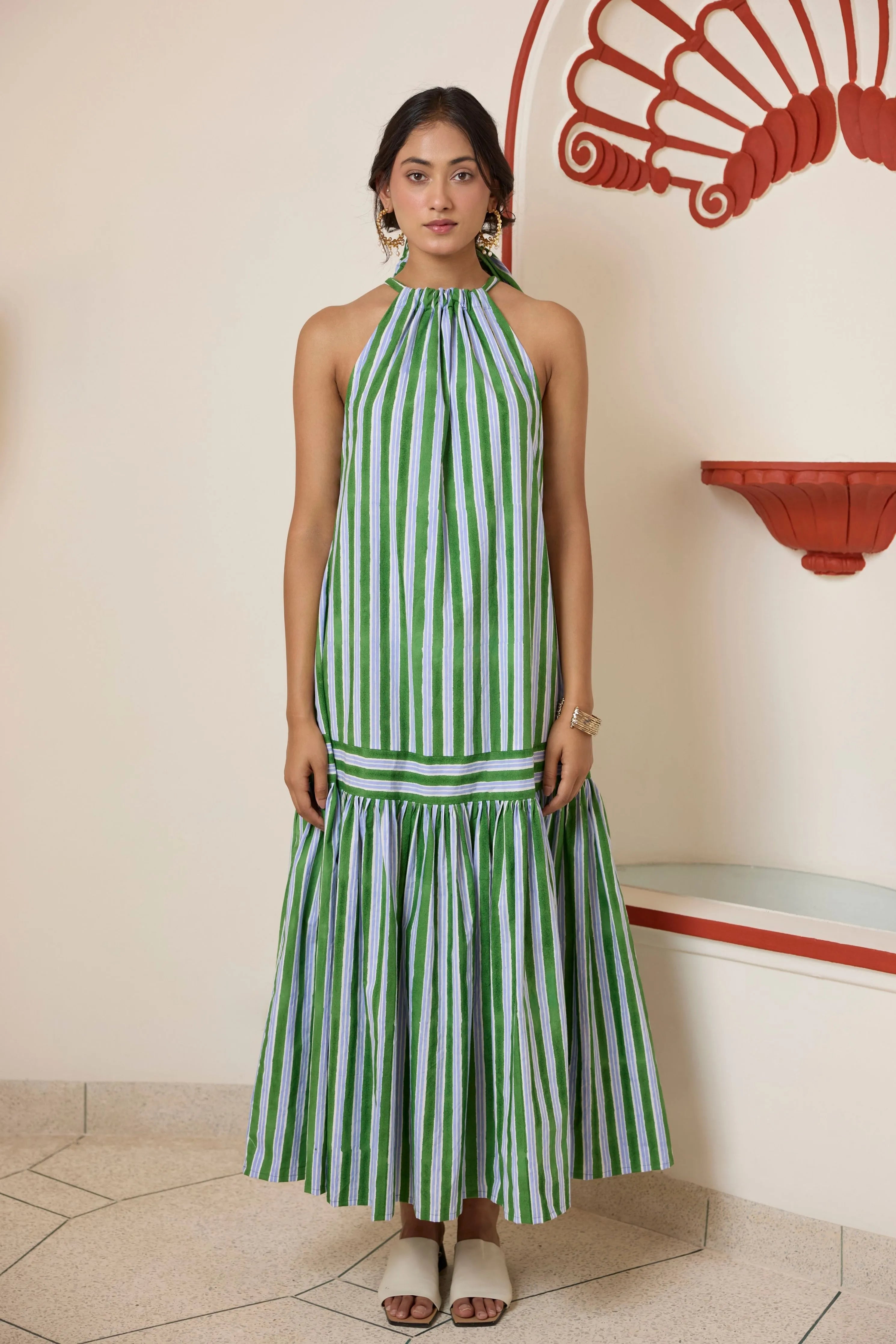Forest Green Halter Maxi Dress