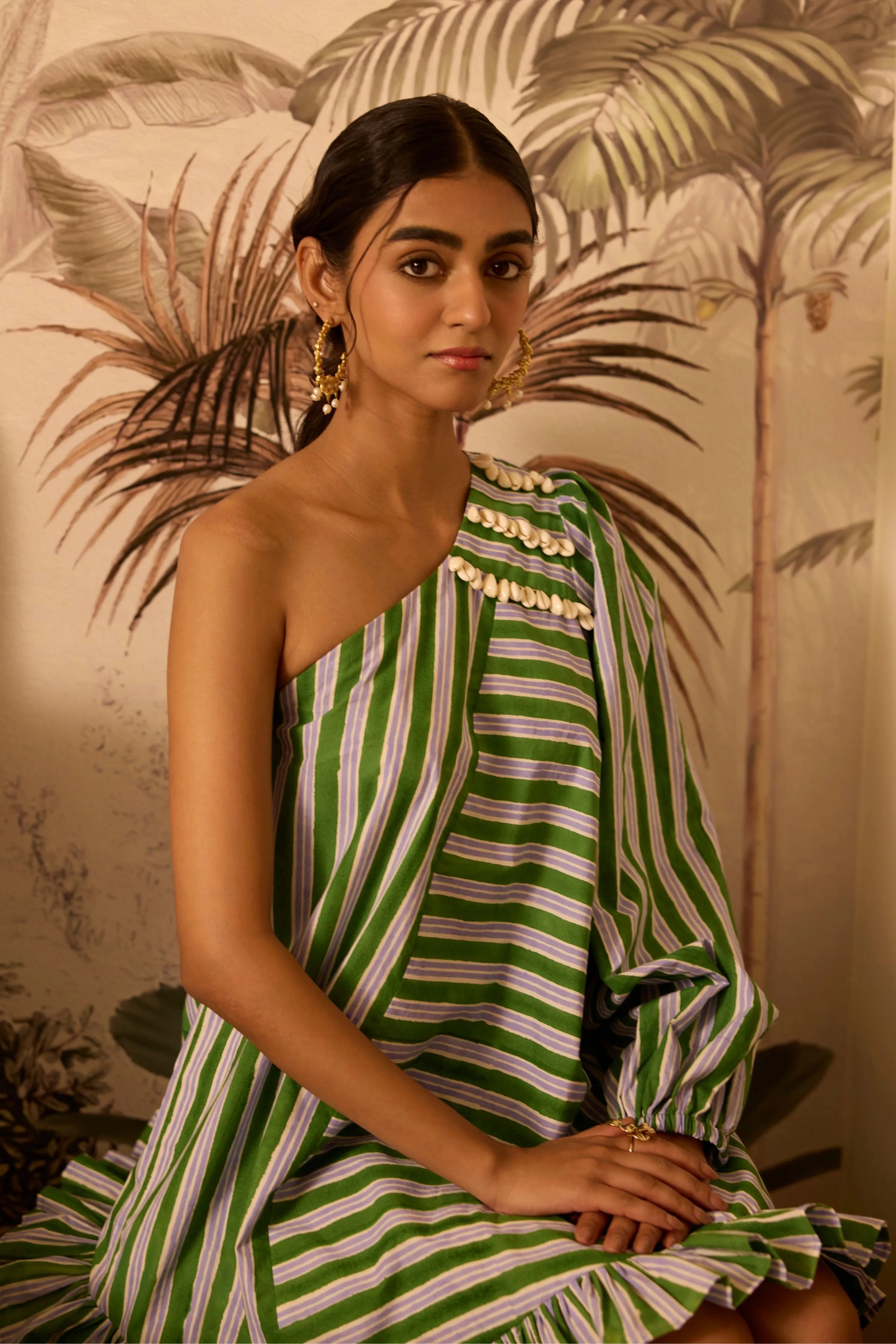 Forest Green One Shoulder Dress