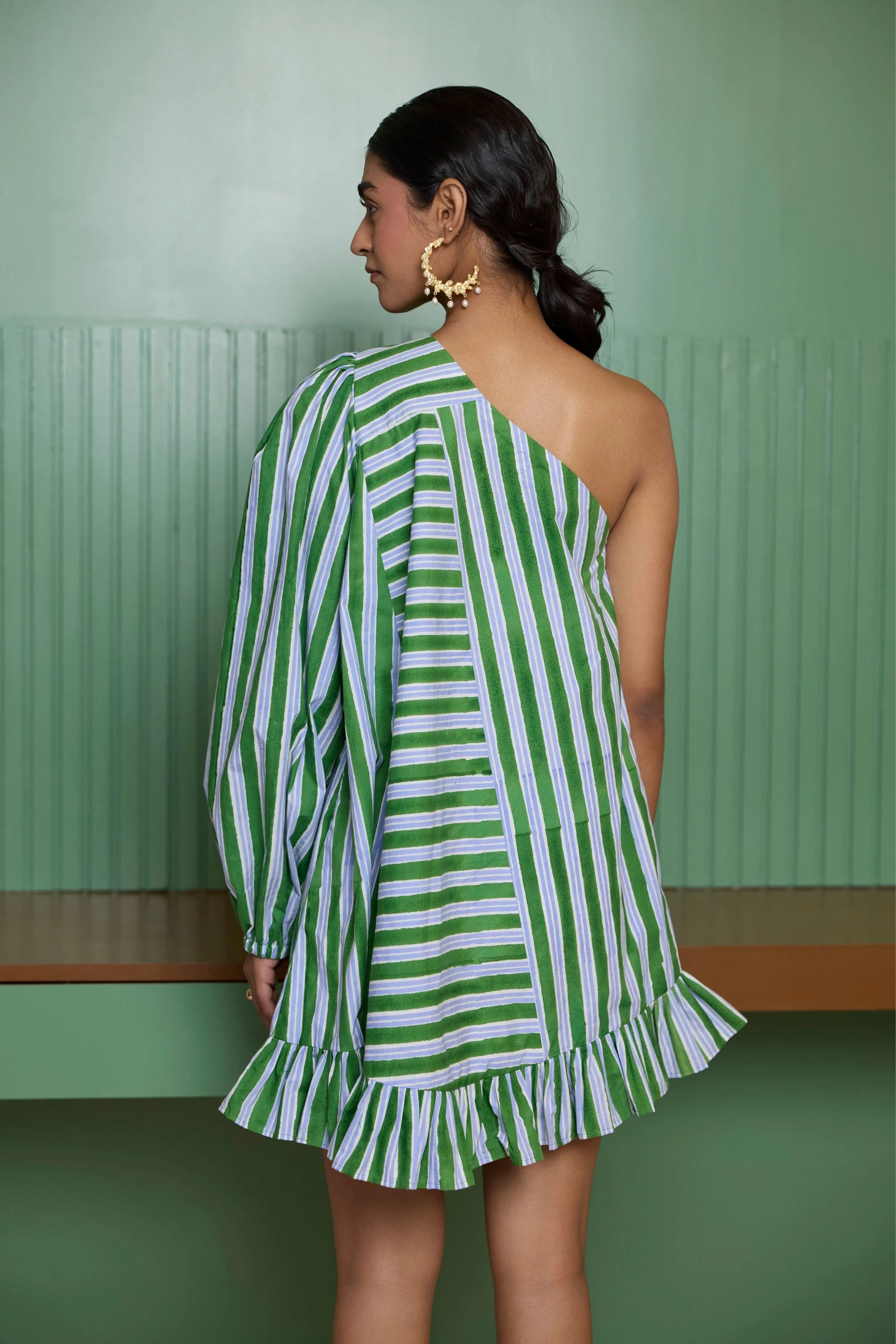 Forest Green One Shoulder Dress