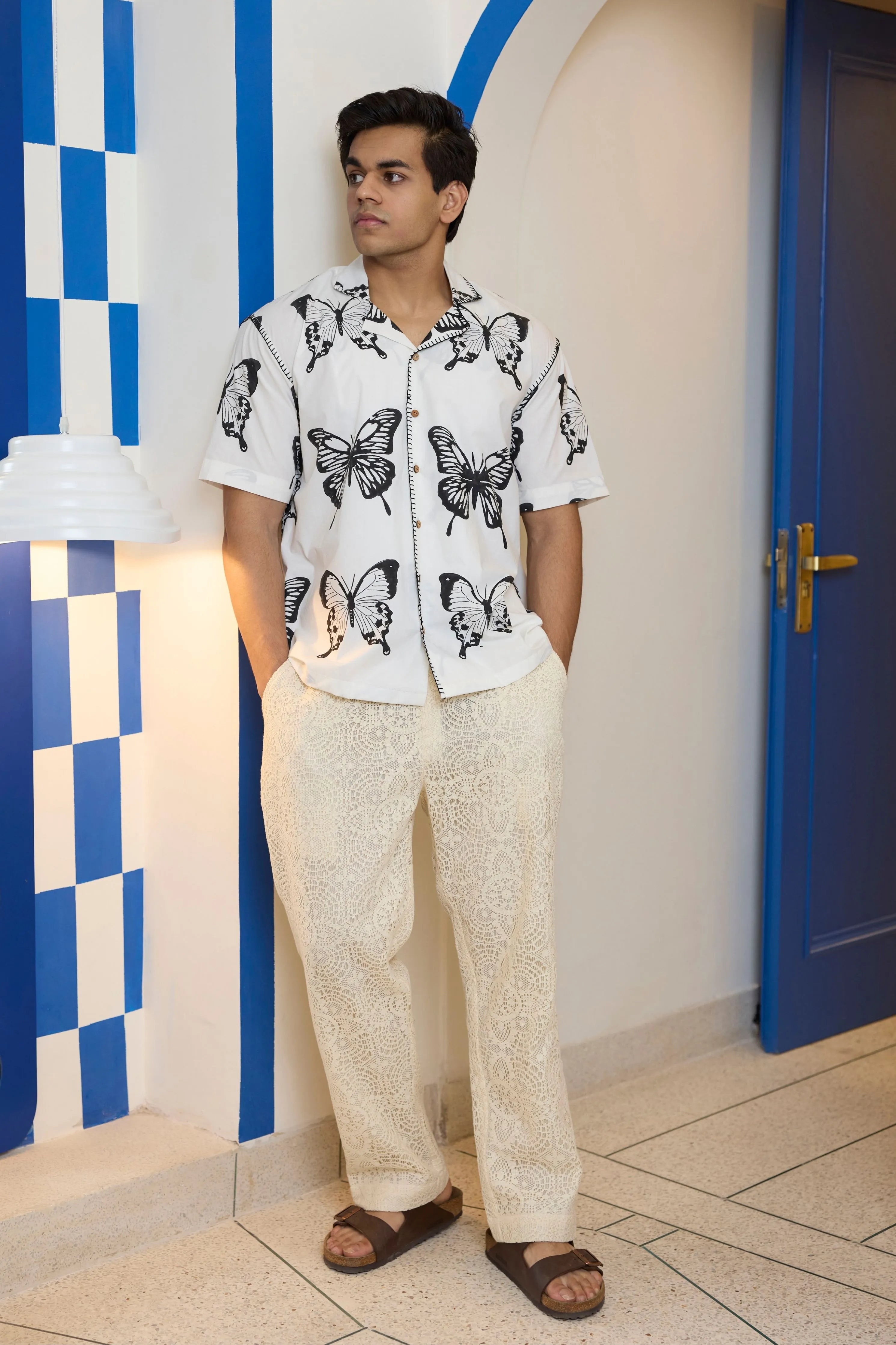 Monochrome Butterfly Resort Shirt
