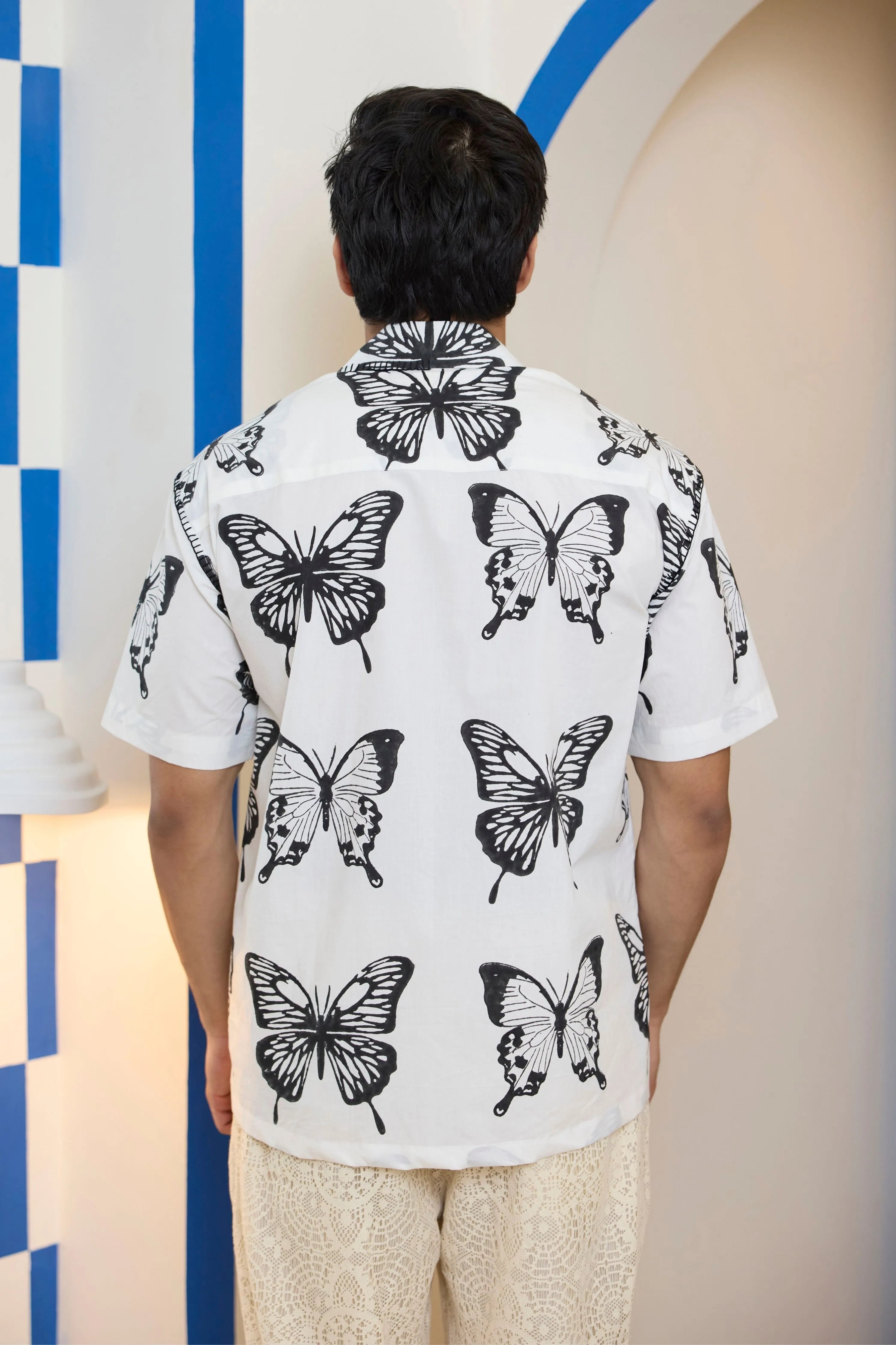 Monochrome Butterfly Resort Shirt