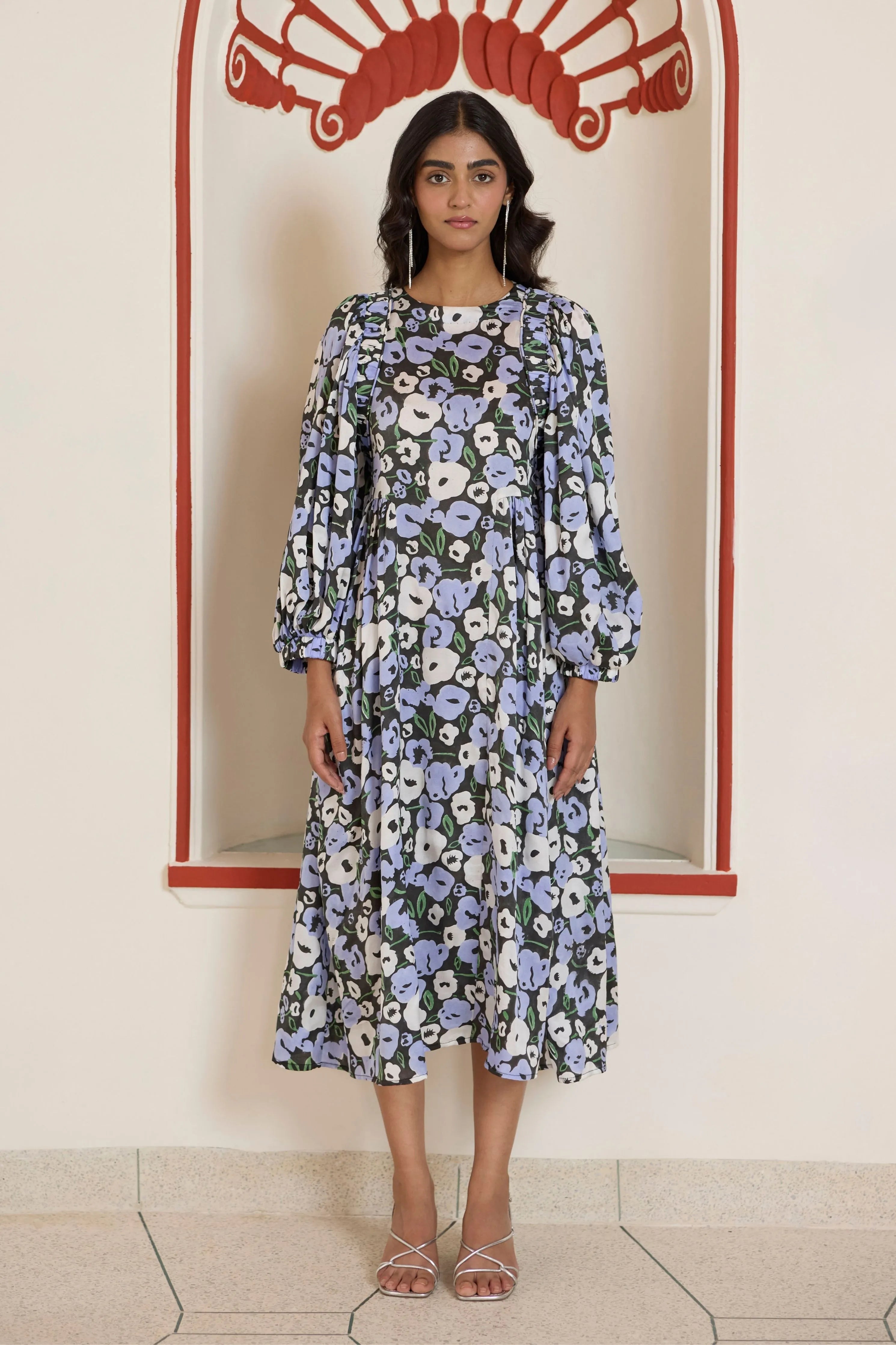 Moonflower Gathered Midi Dress