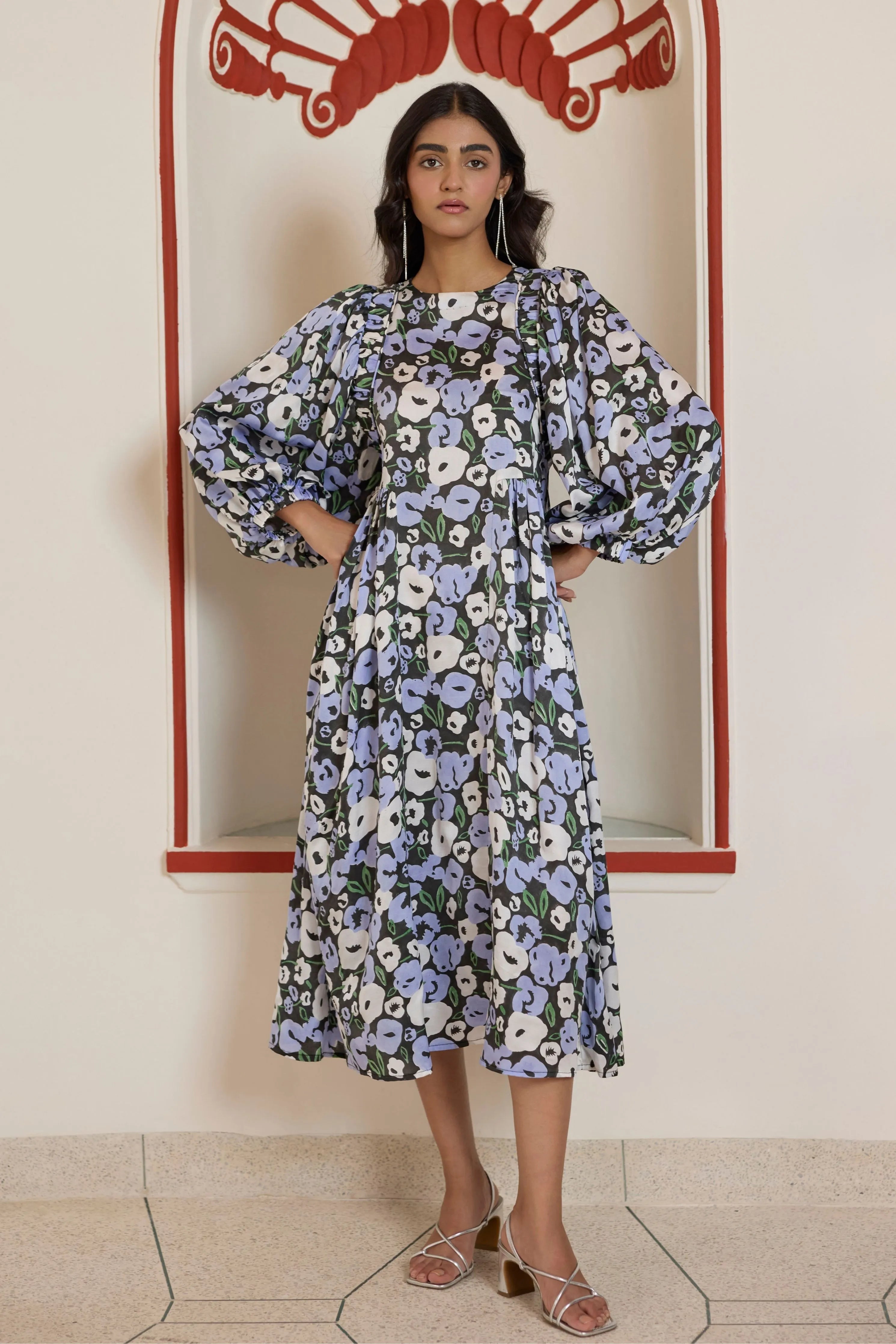 Moonflower Gathered Midi Dress