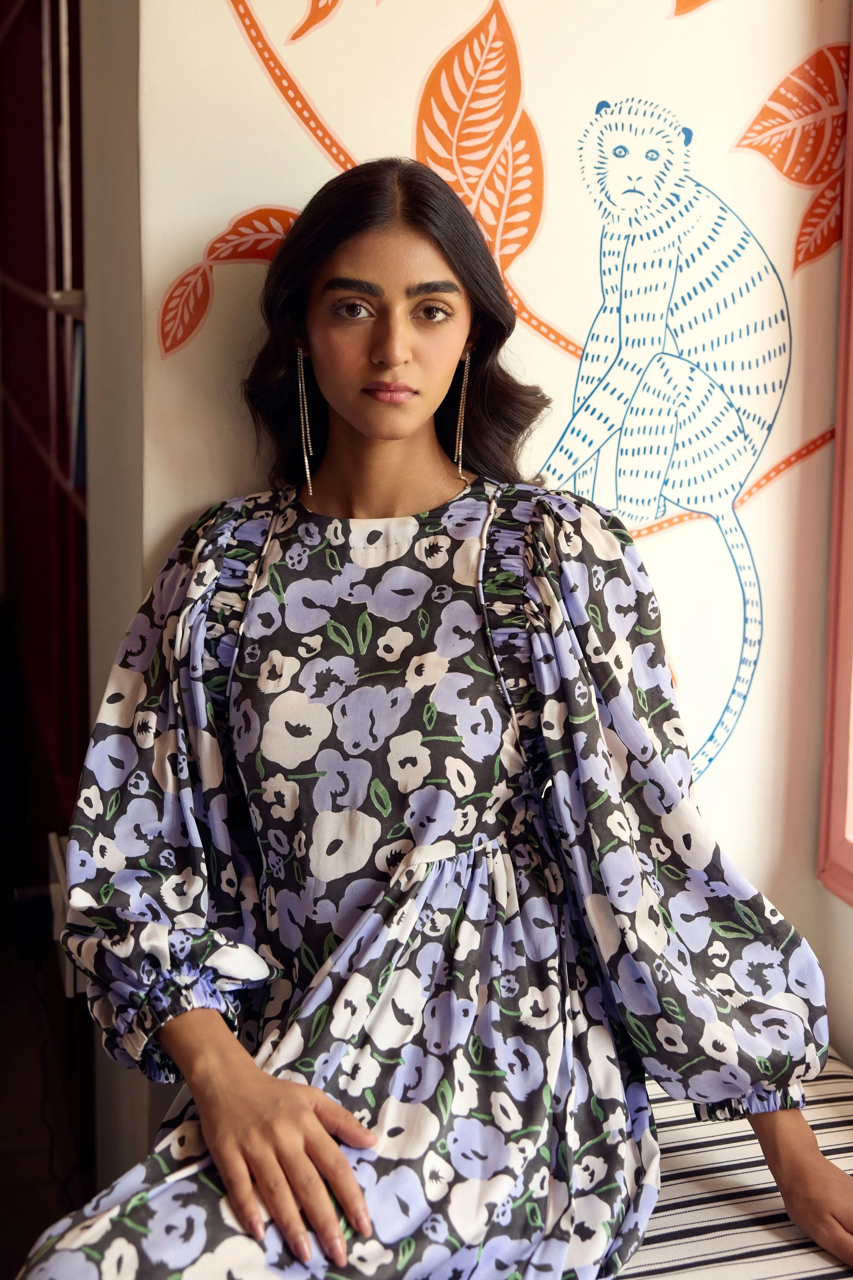 Moonflower Gathered Midi Dress