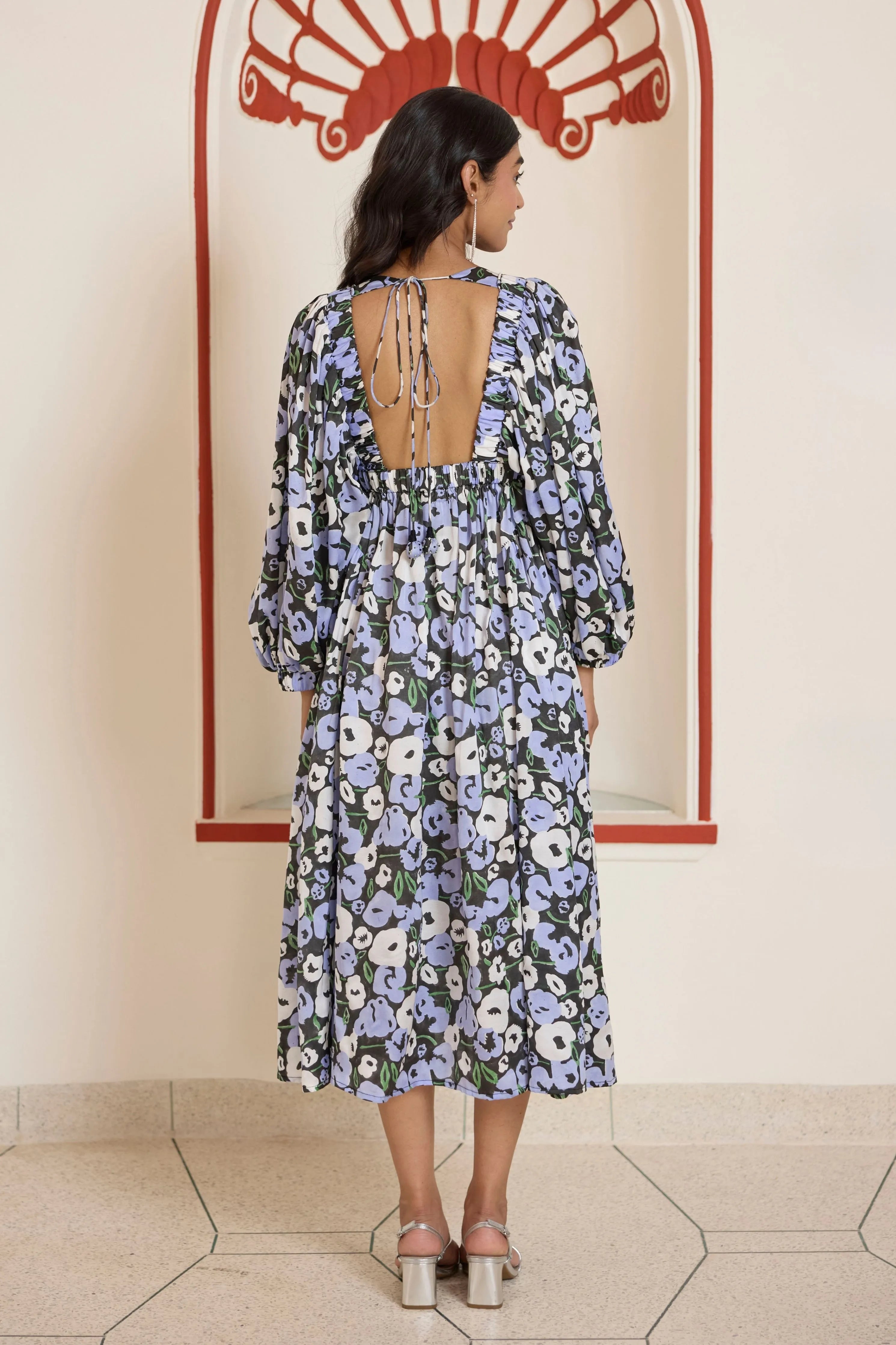 Moonflower Gathered Midi Dress