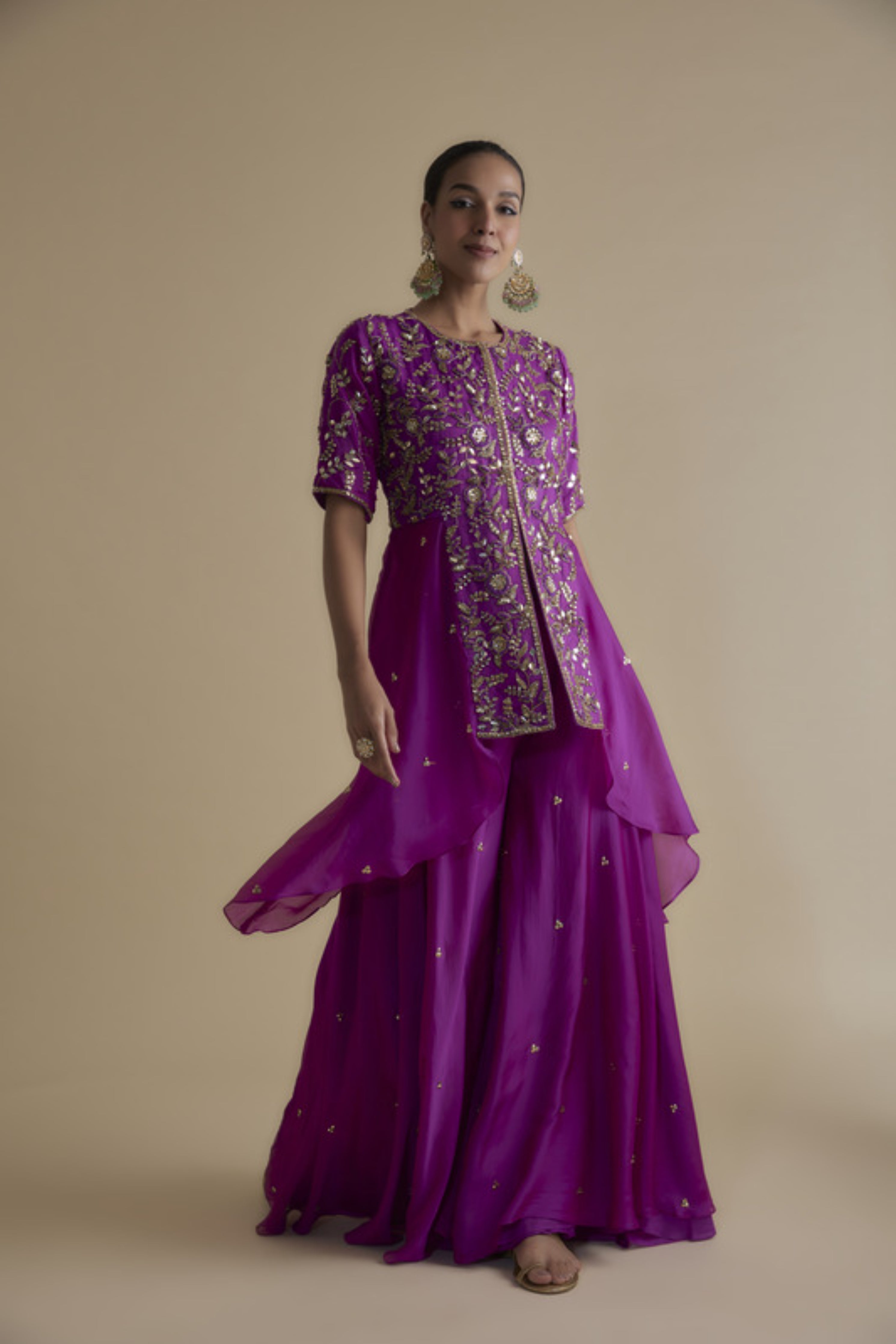Sequins Embellished Tunic & Palazzo Set