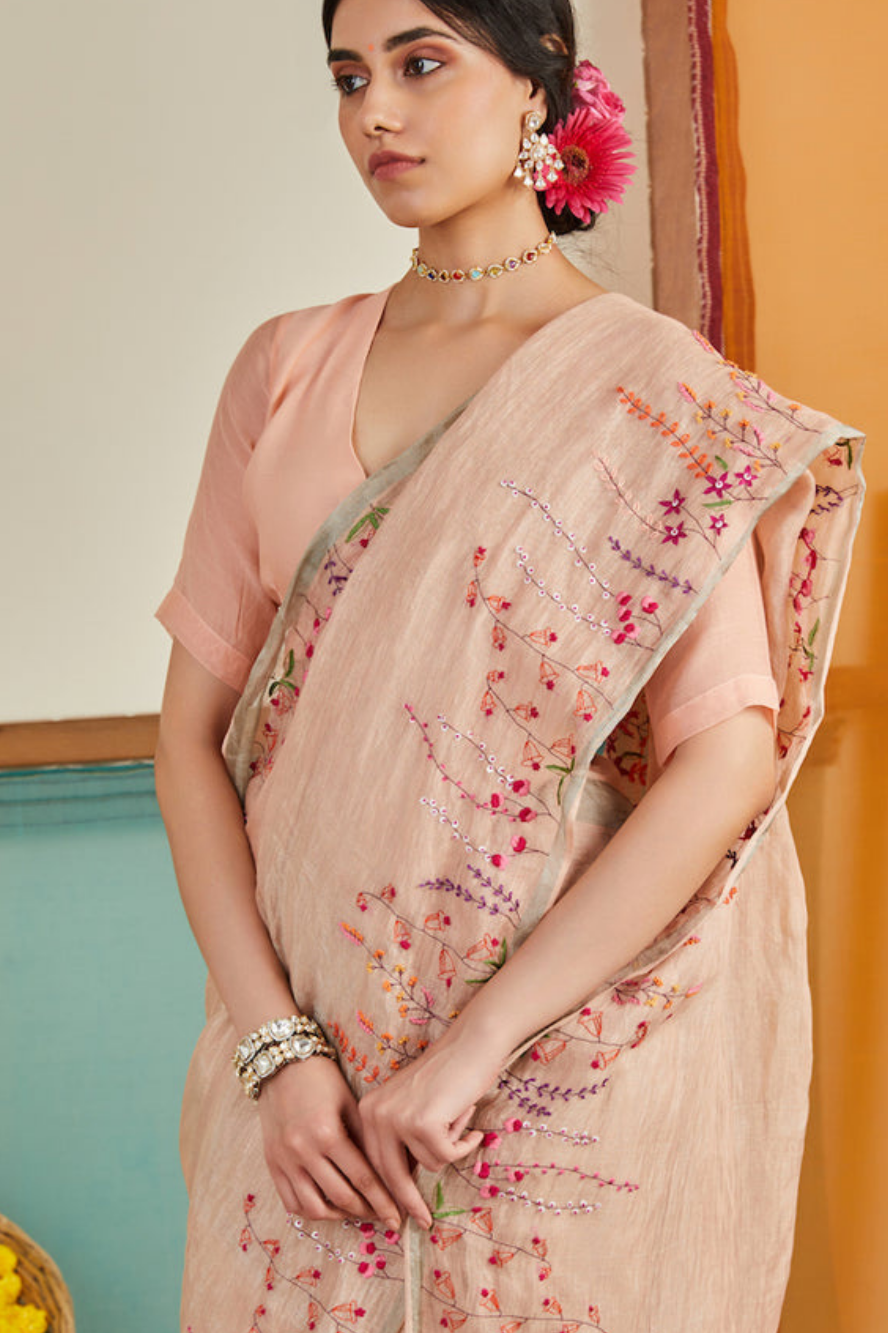 Kashni Zari Linen Sari