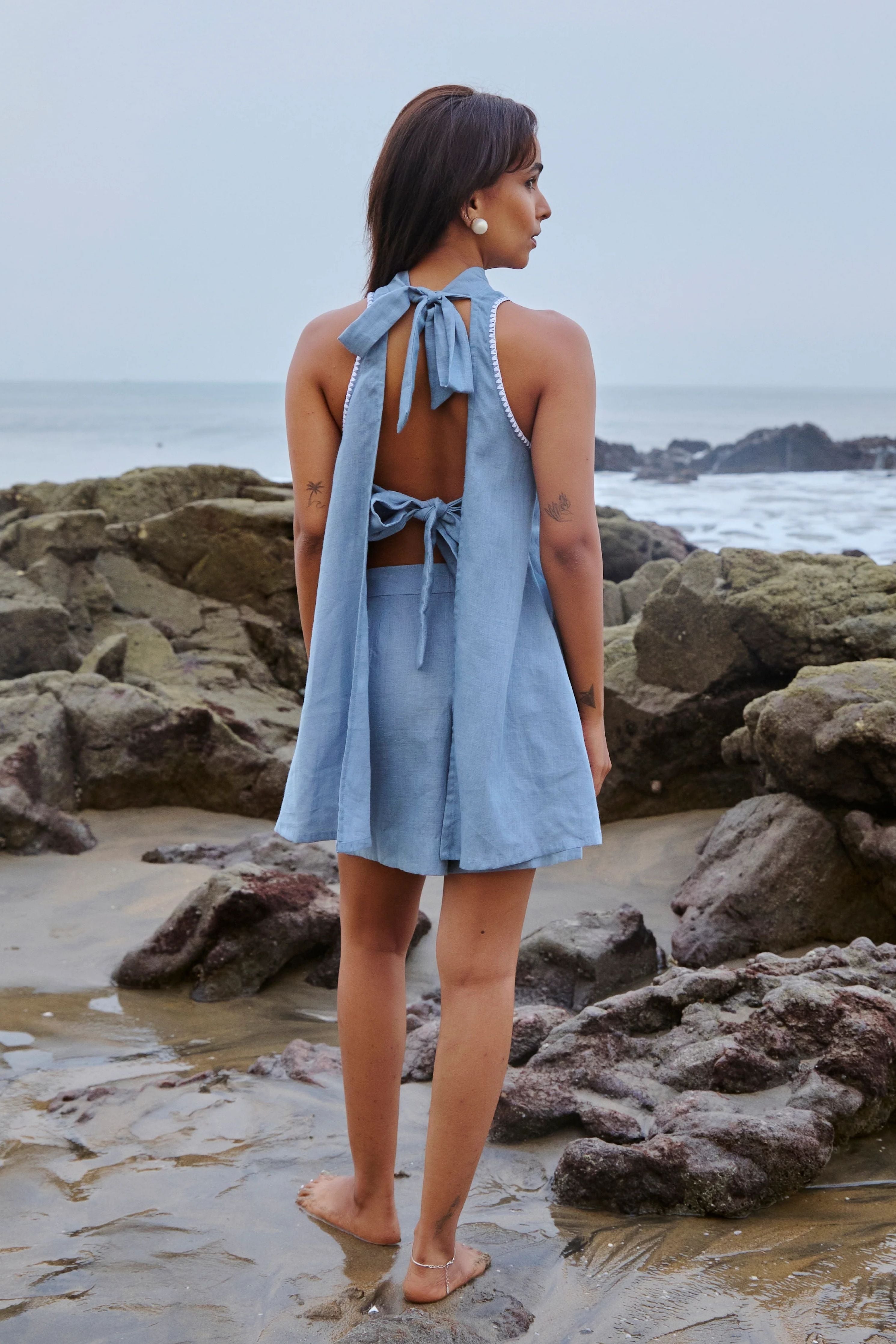 Blue Ava Backless Top
