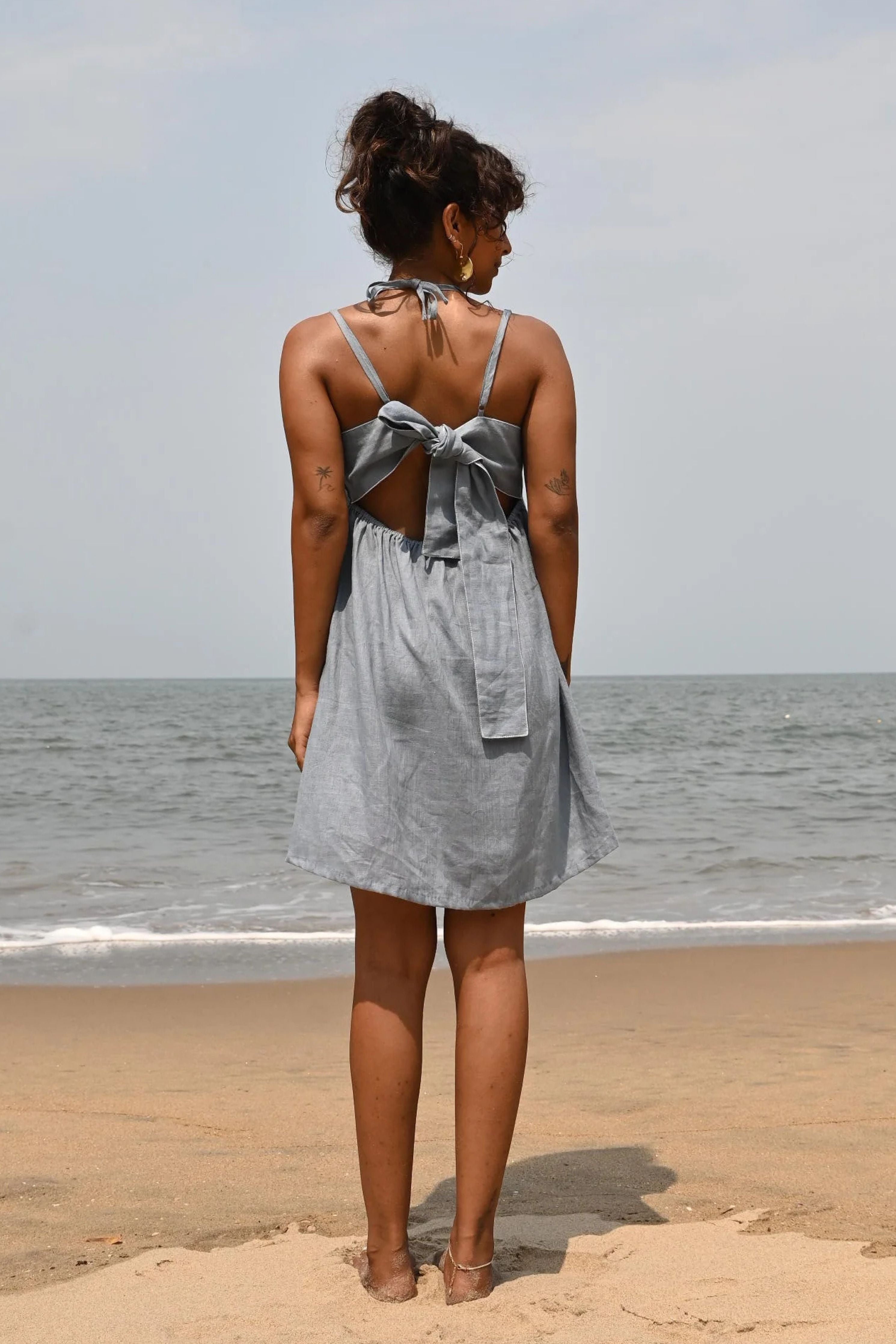 Blue Zoe Tie- Up Dress