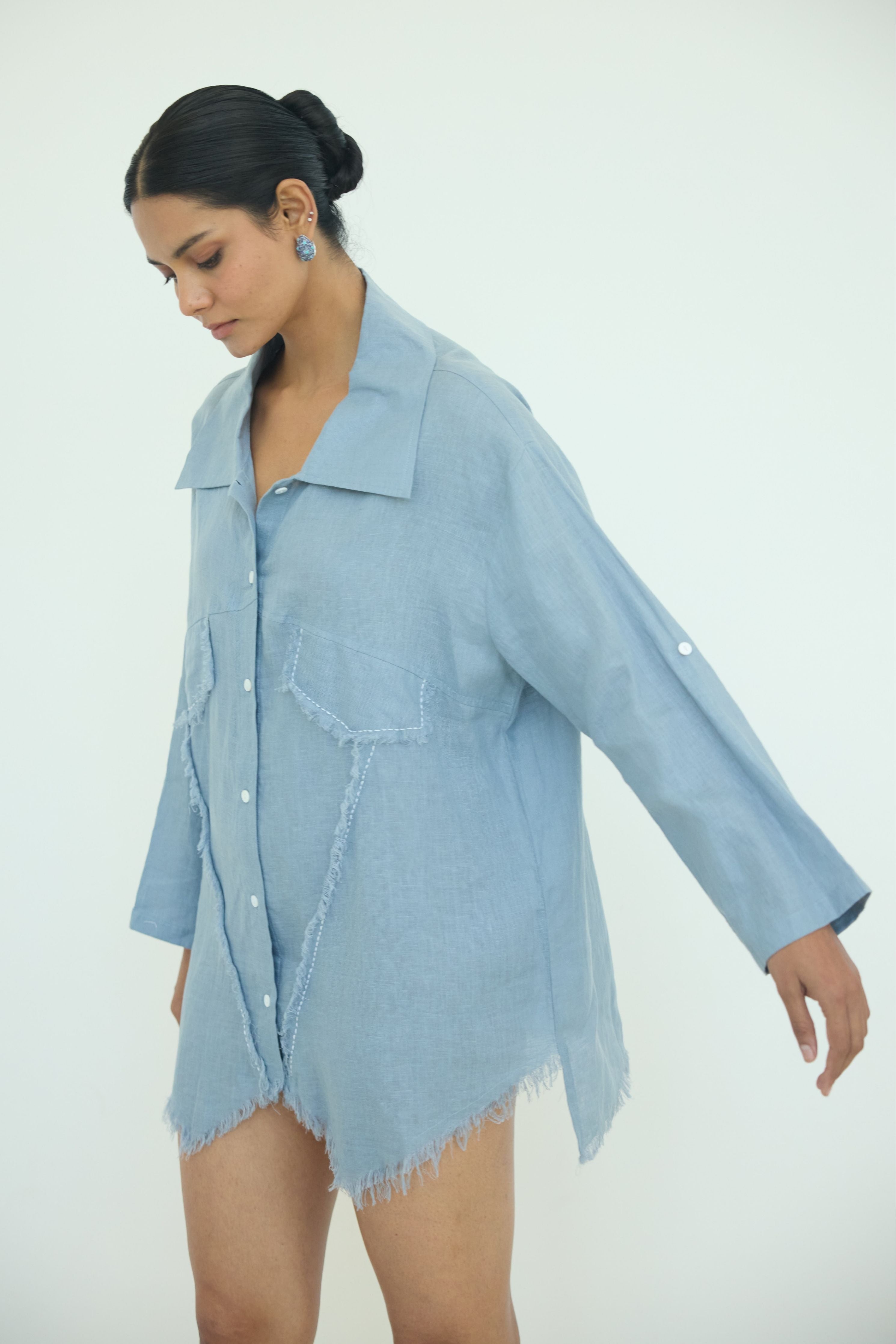 Blue Muffu Fringes Shirt