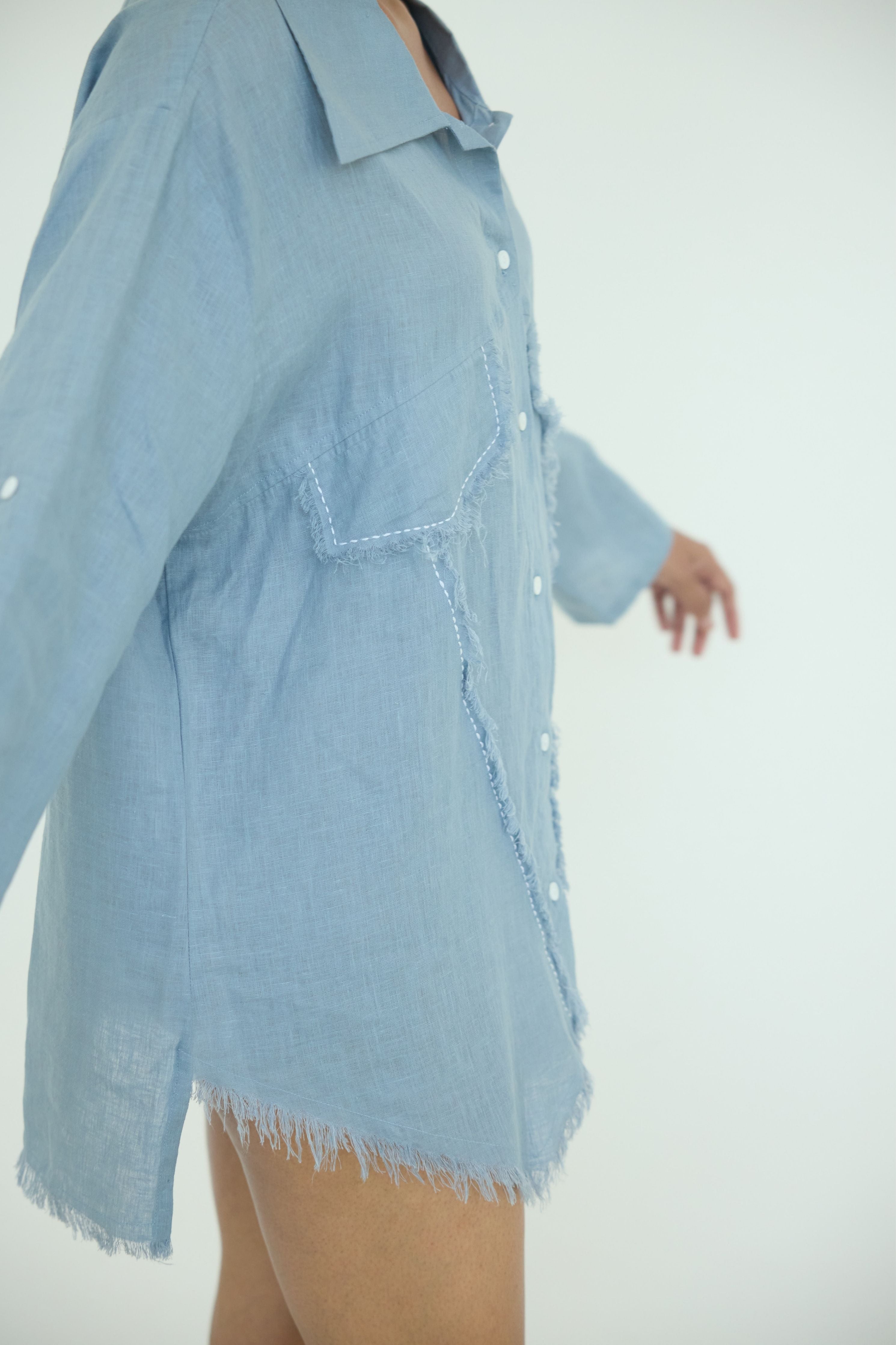 Blue Muffu Fringes Shirt