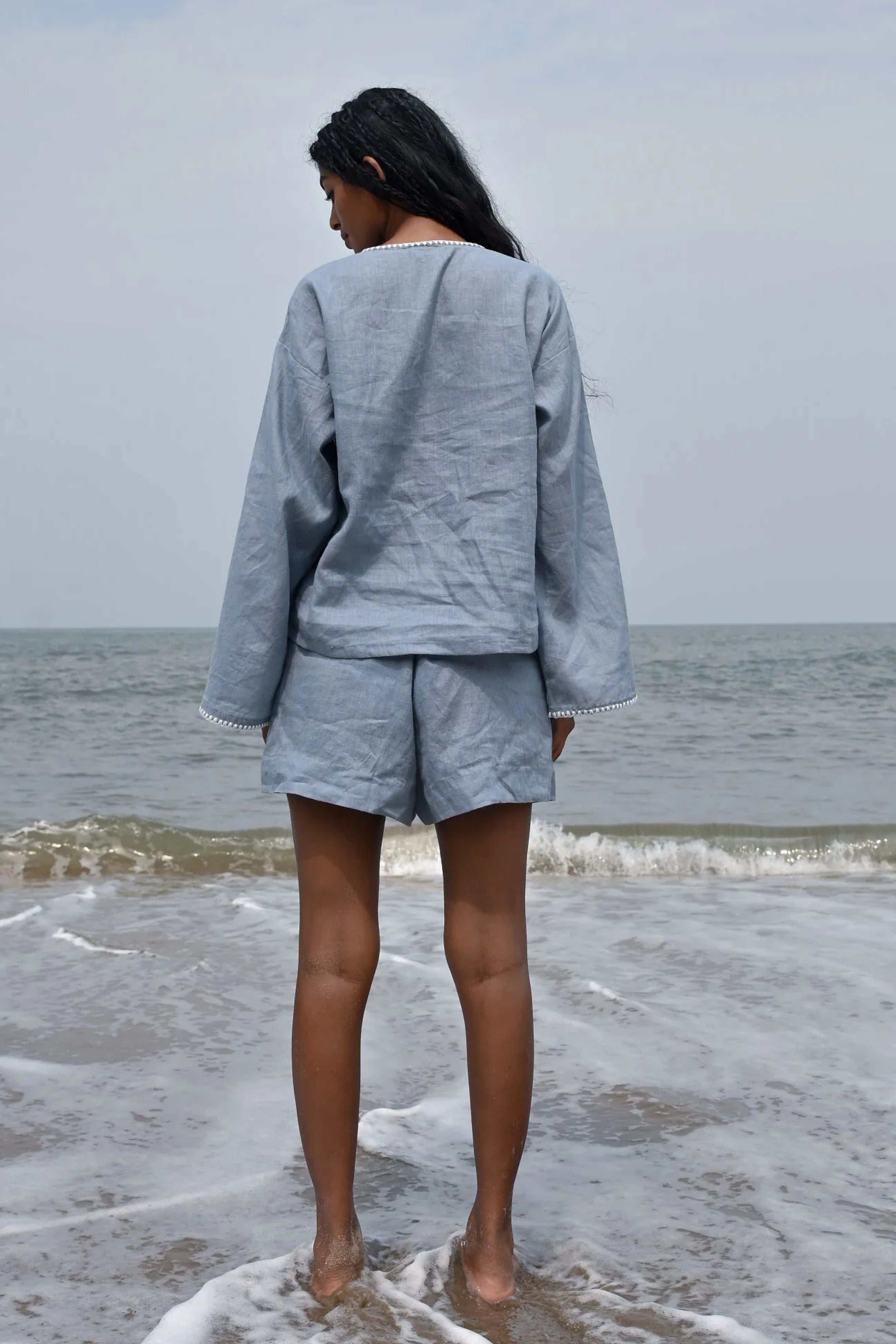 Blue Arlo Long Sleeve Top