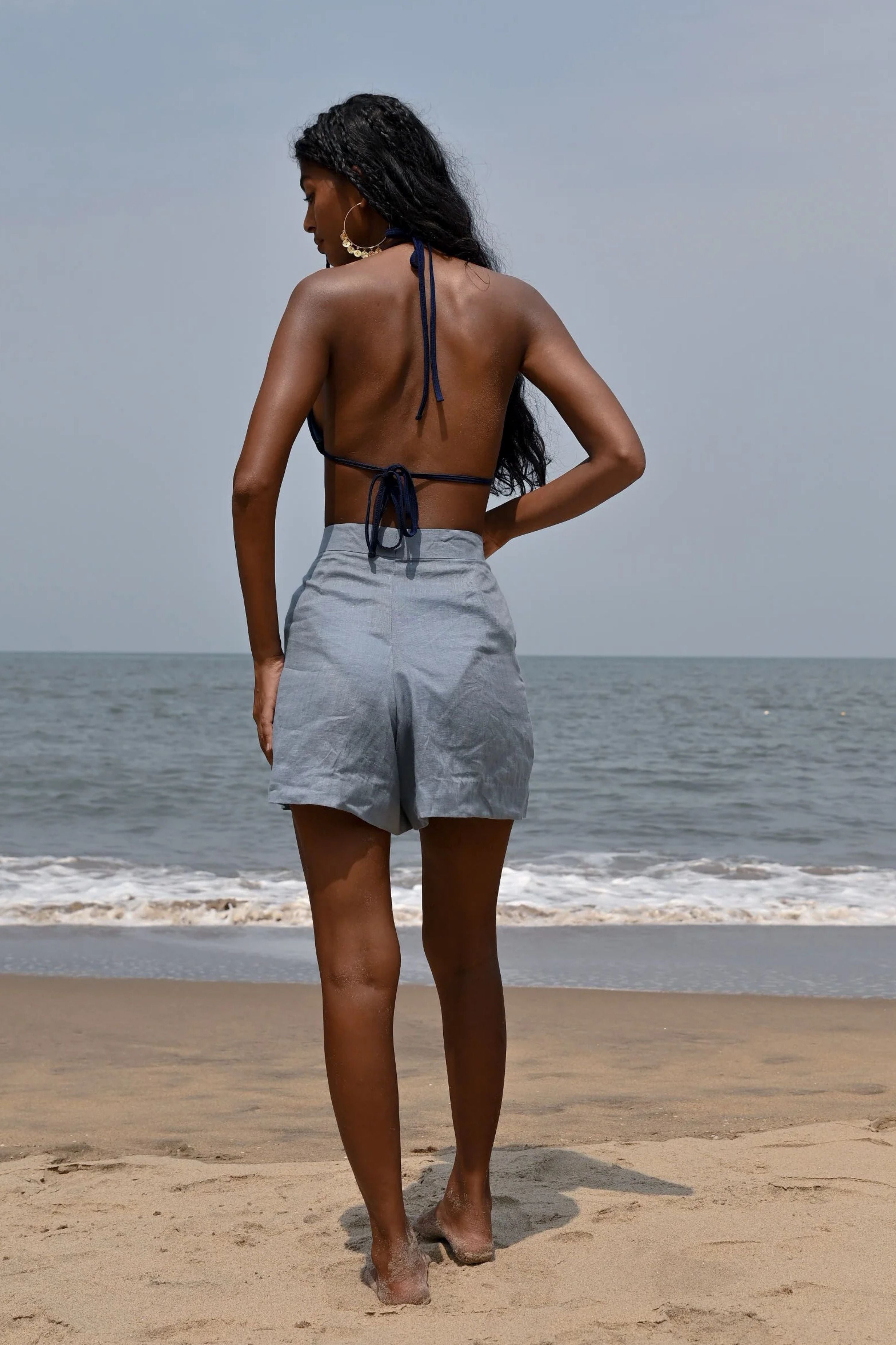 Blue Willow Darted Shorts