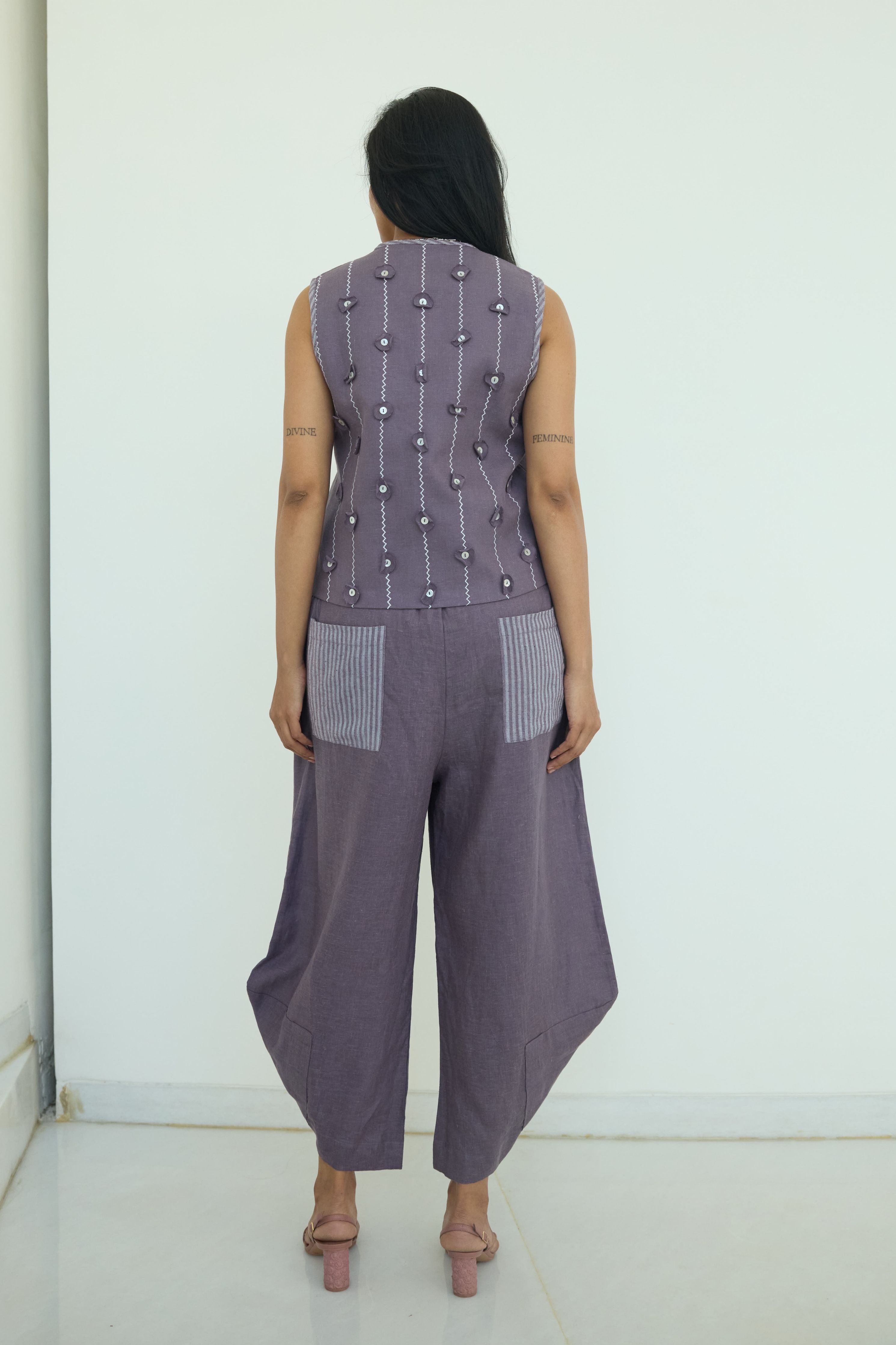 Purple Lia Elasticated Cross Pants