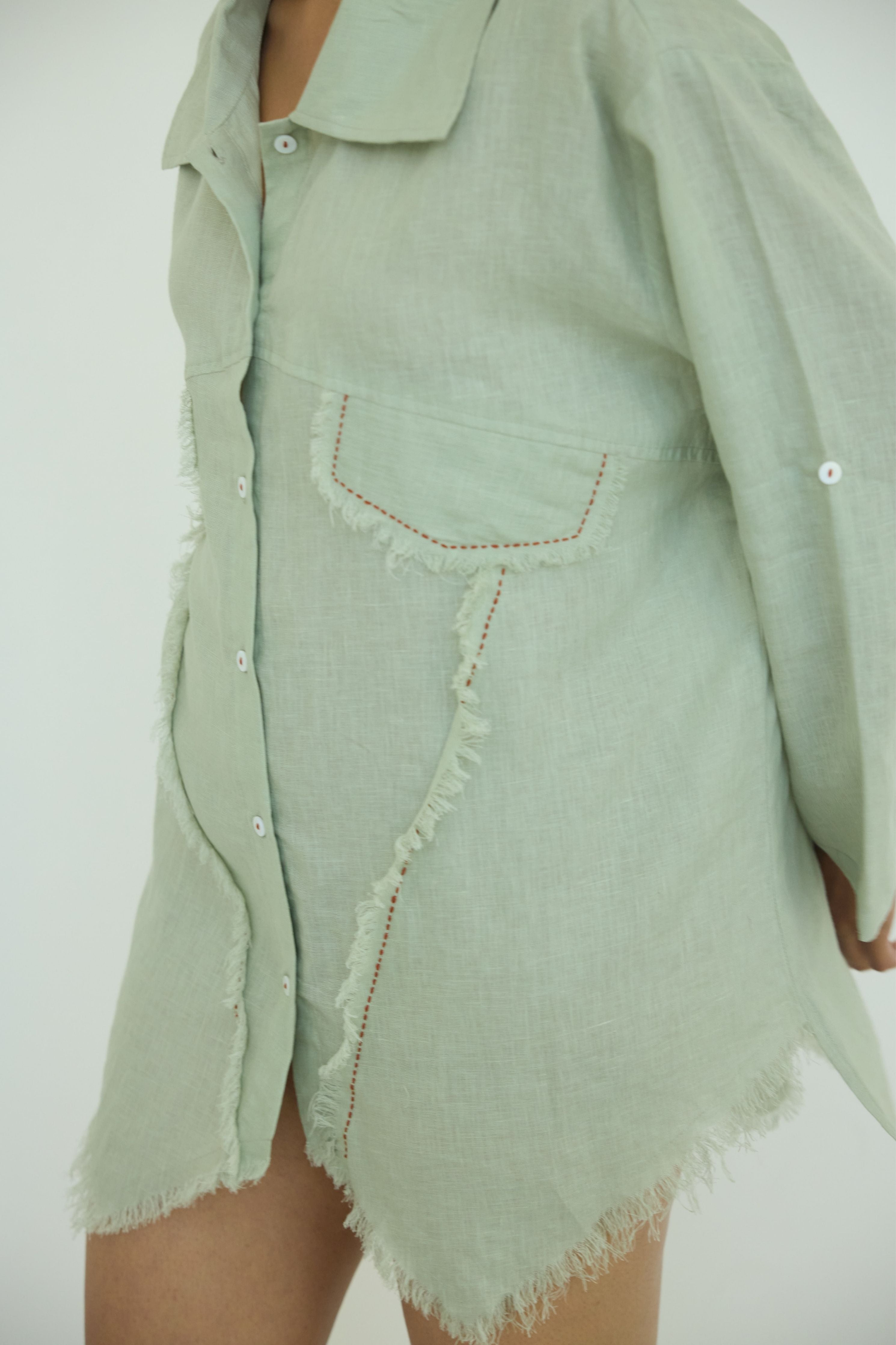 Sage Muffu Fringes Shirt