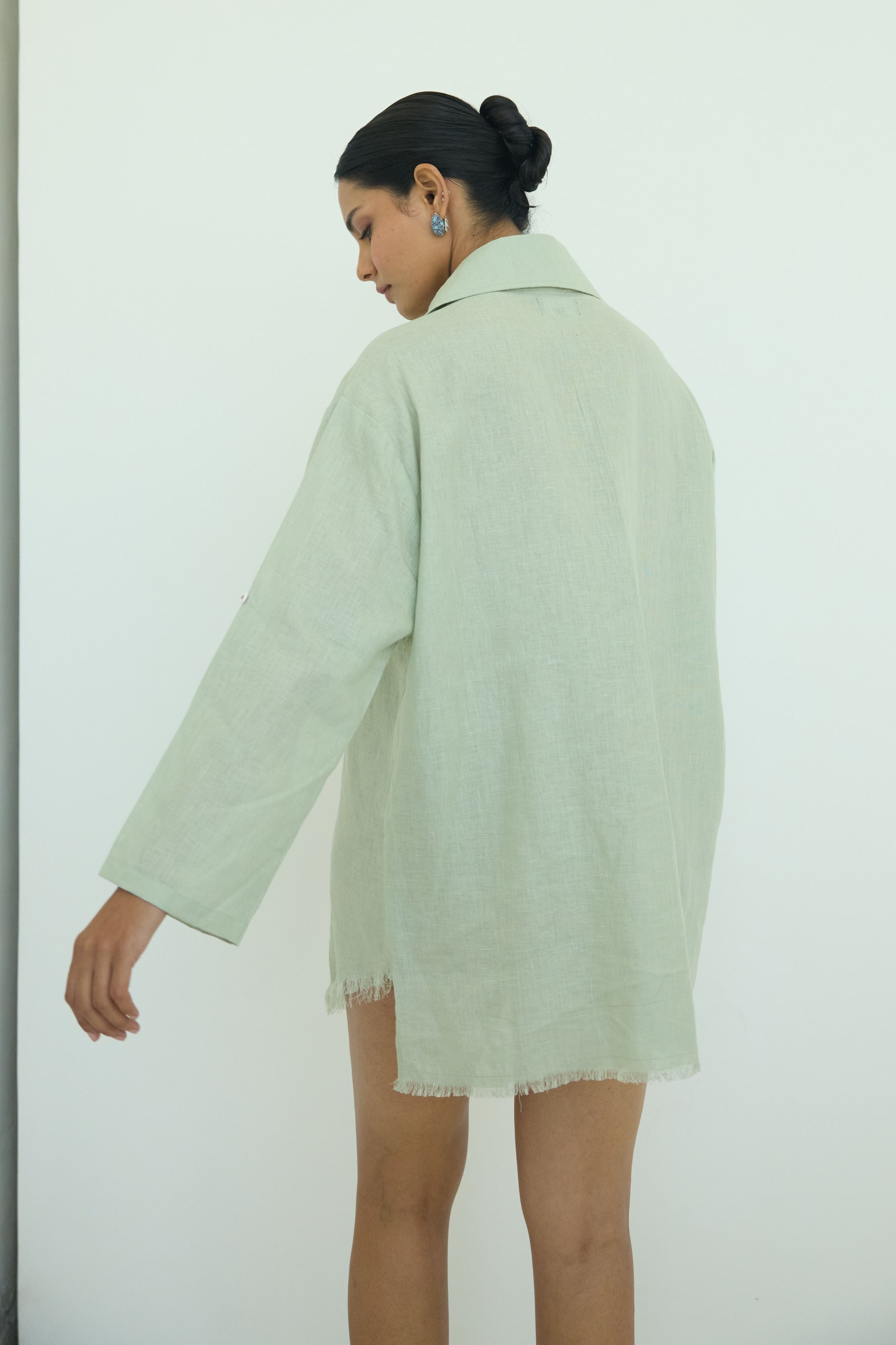 Sage Muffu Fringes Shirt