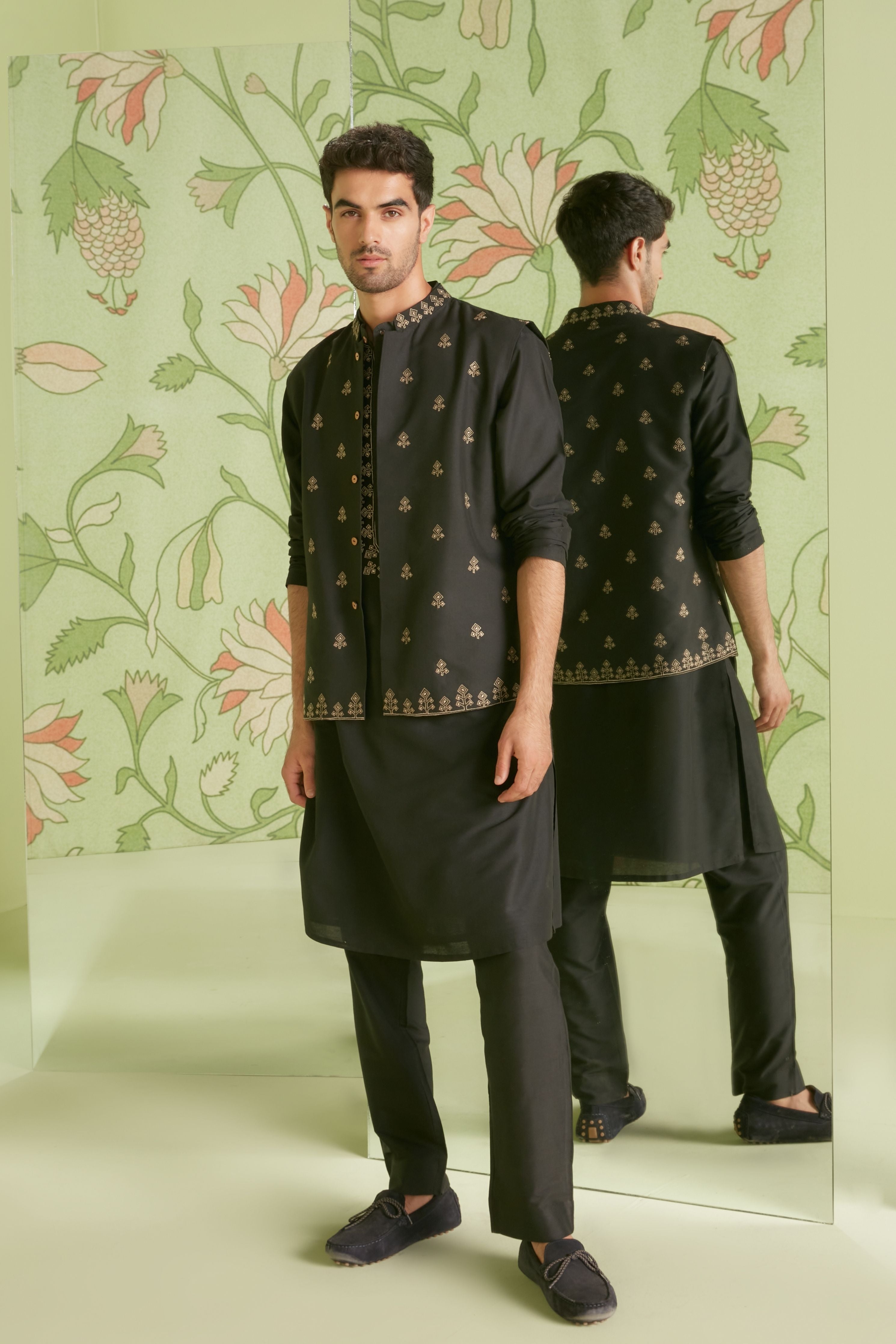 Black Bundi Kurta Set