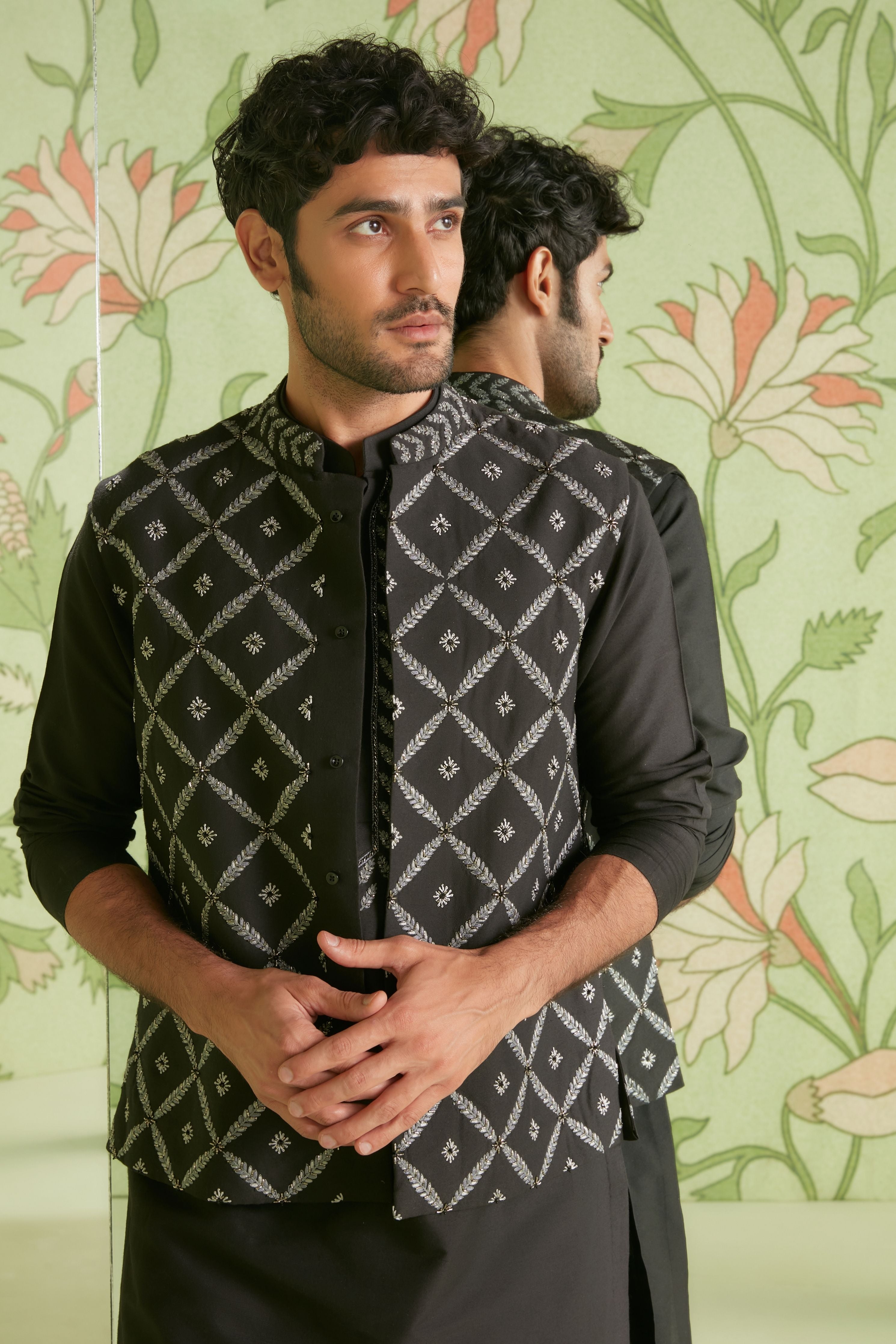 Black Kurta Bundi Set