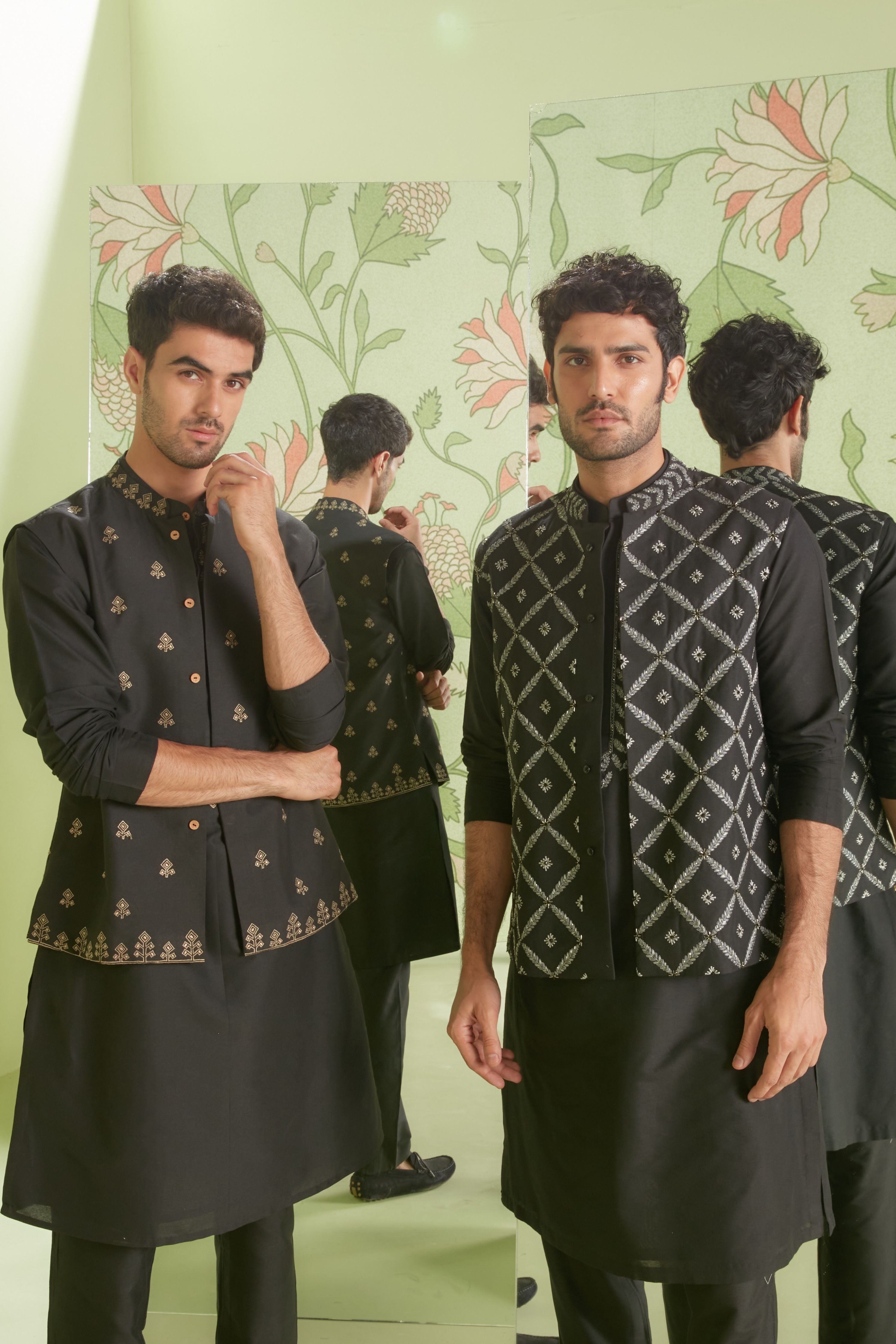 Black Kurta Bundi Set
