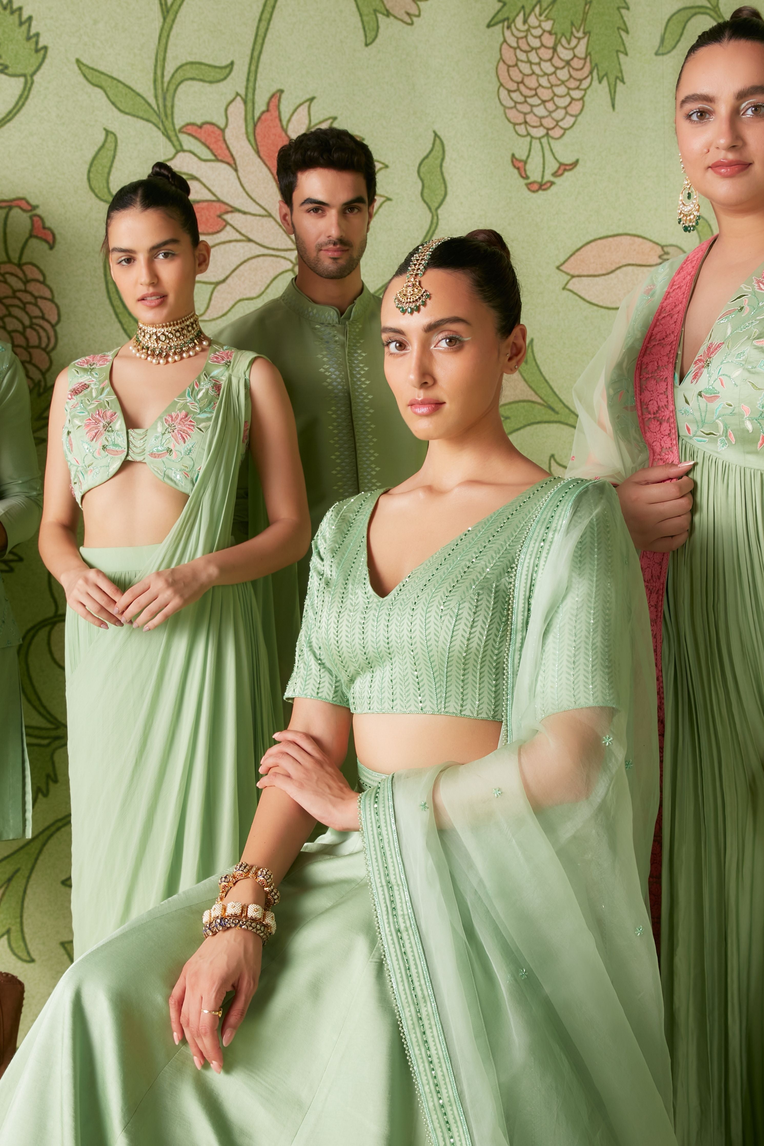 Sage Green Kurta Bundi Set