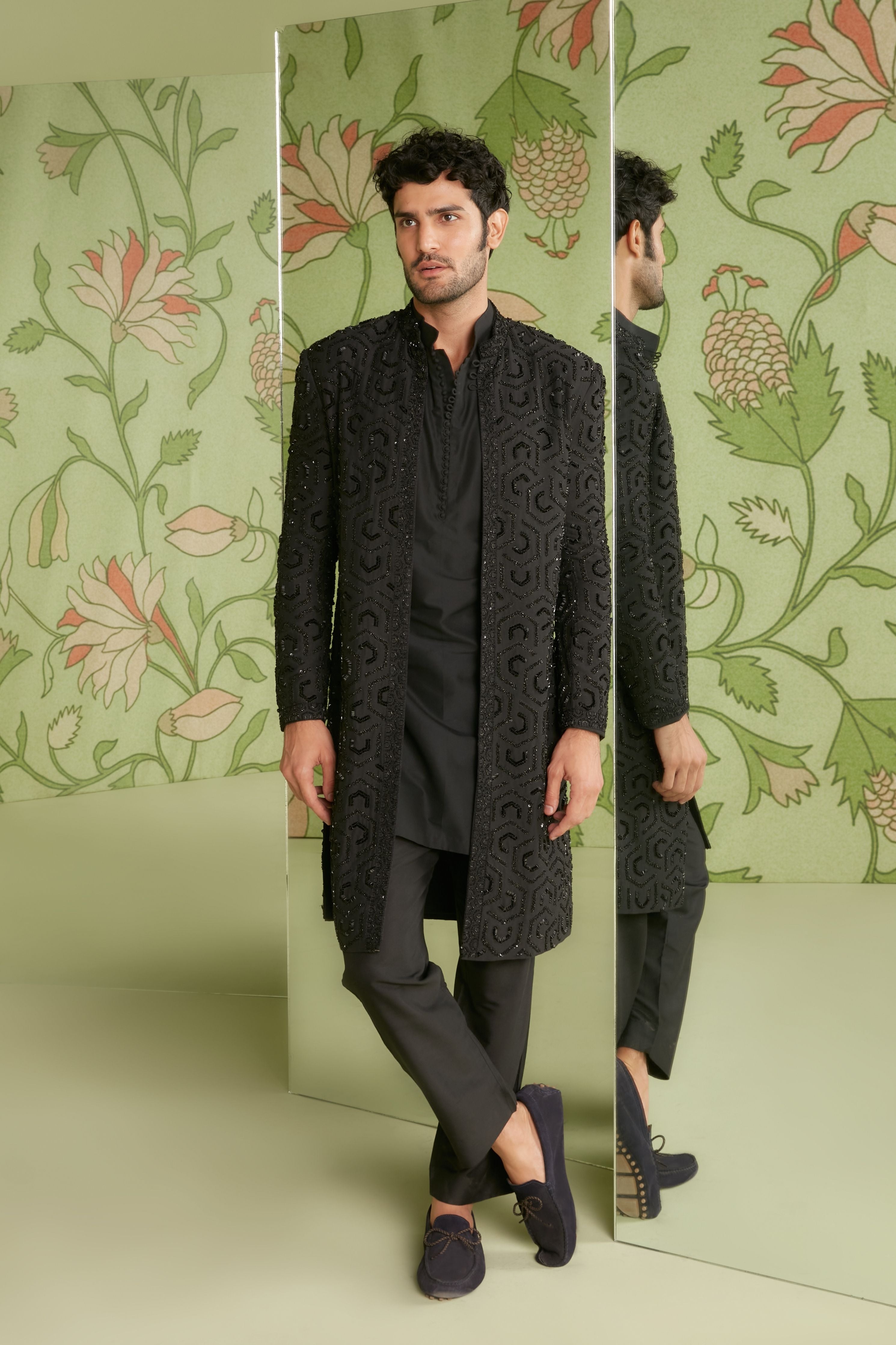 Black Indo Western Jacket Set