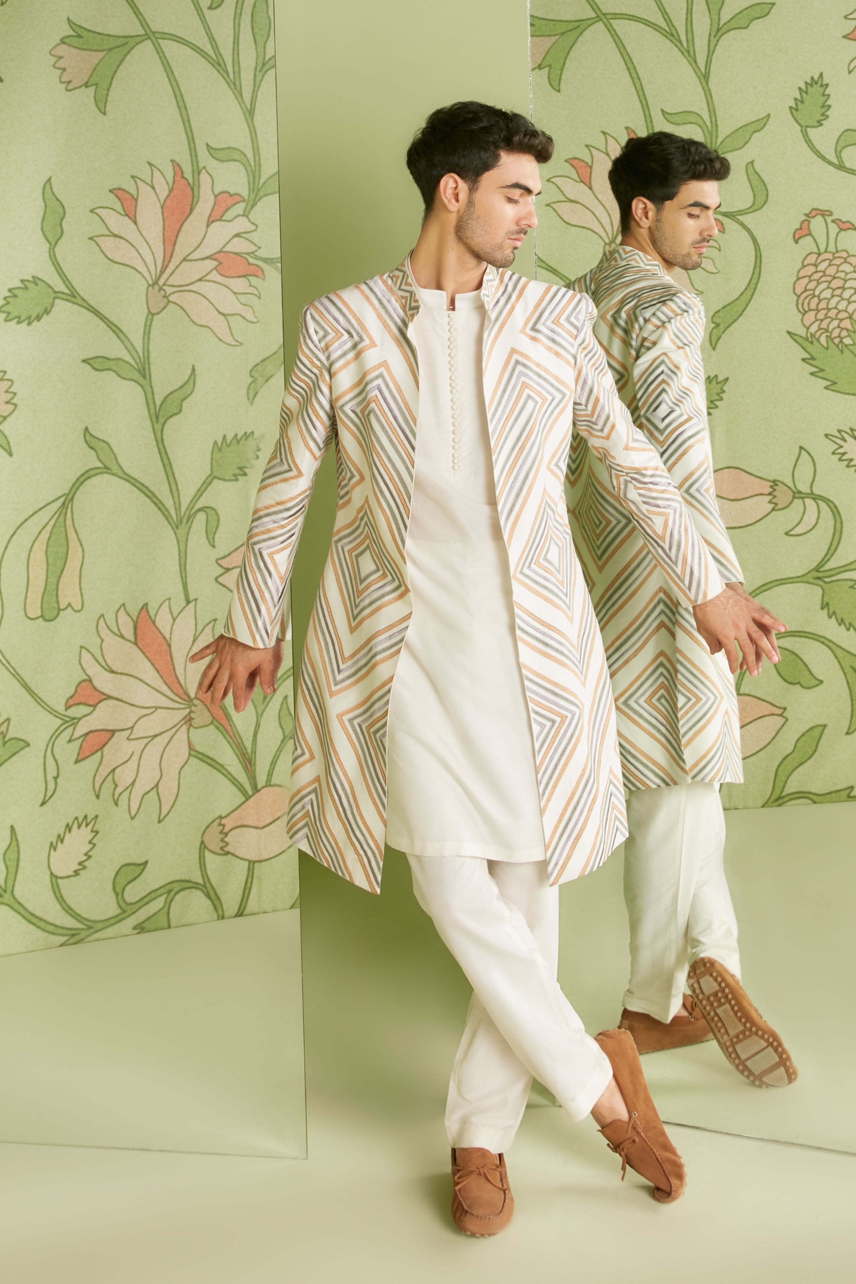 Ivory Long Jacket Set