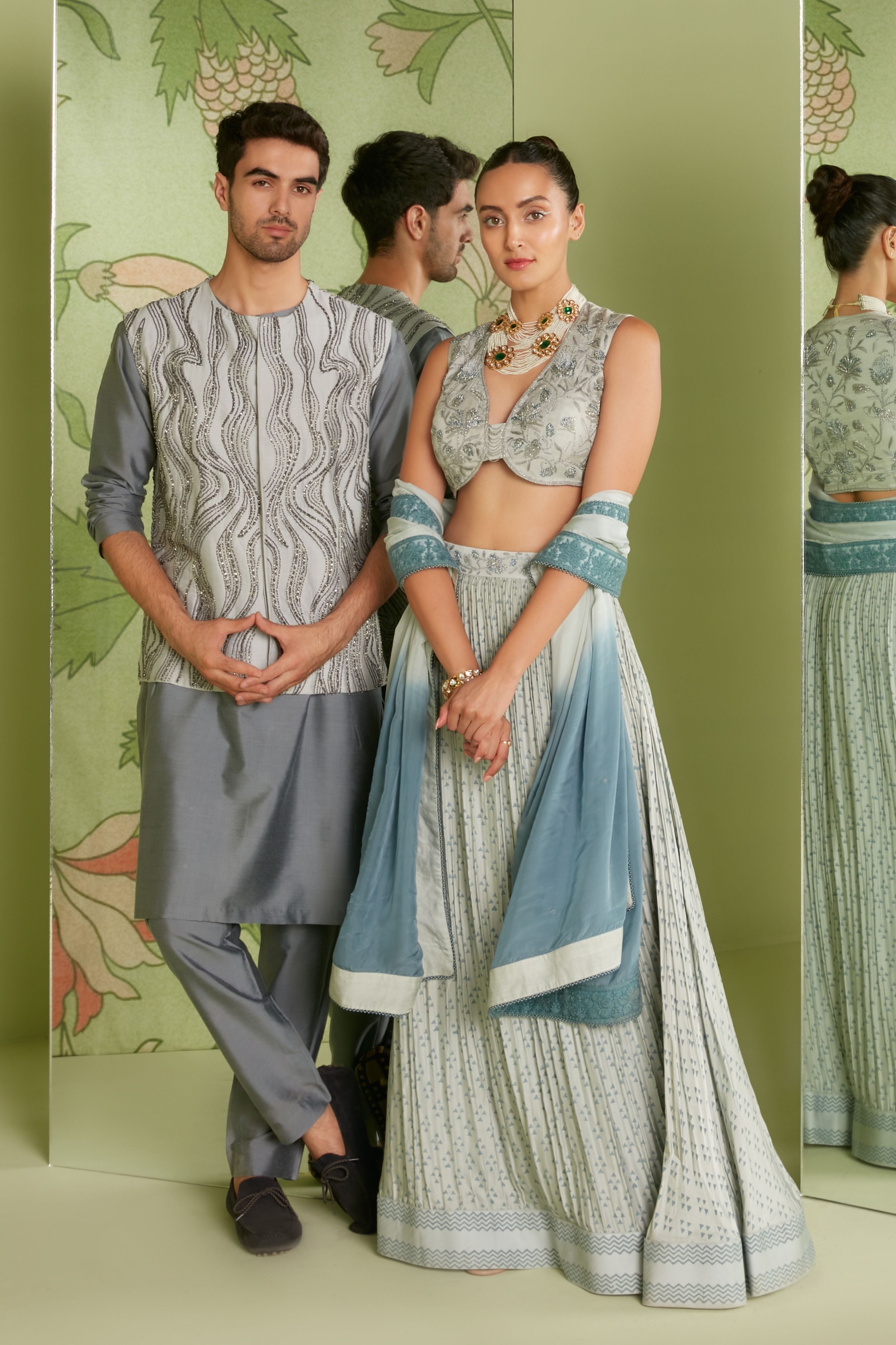 Grey Bundi Kurta Set