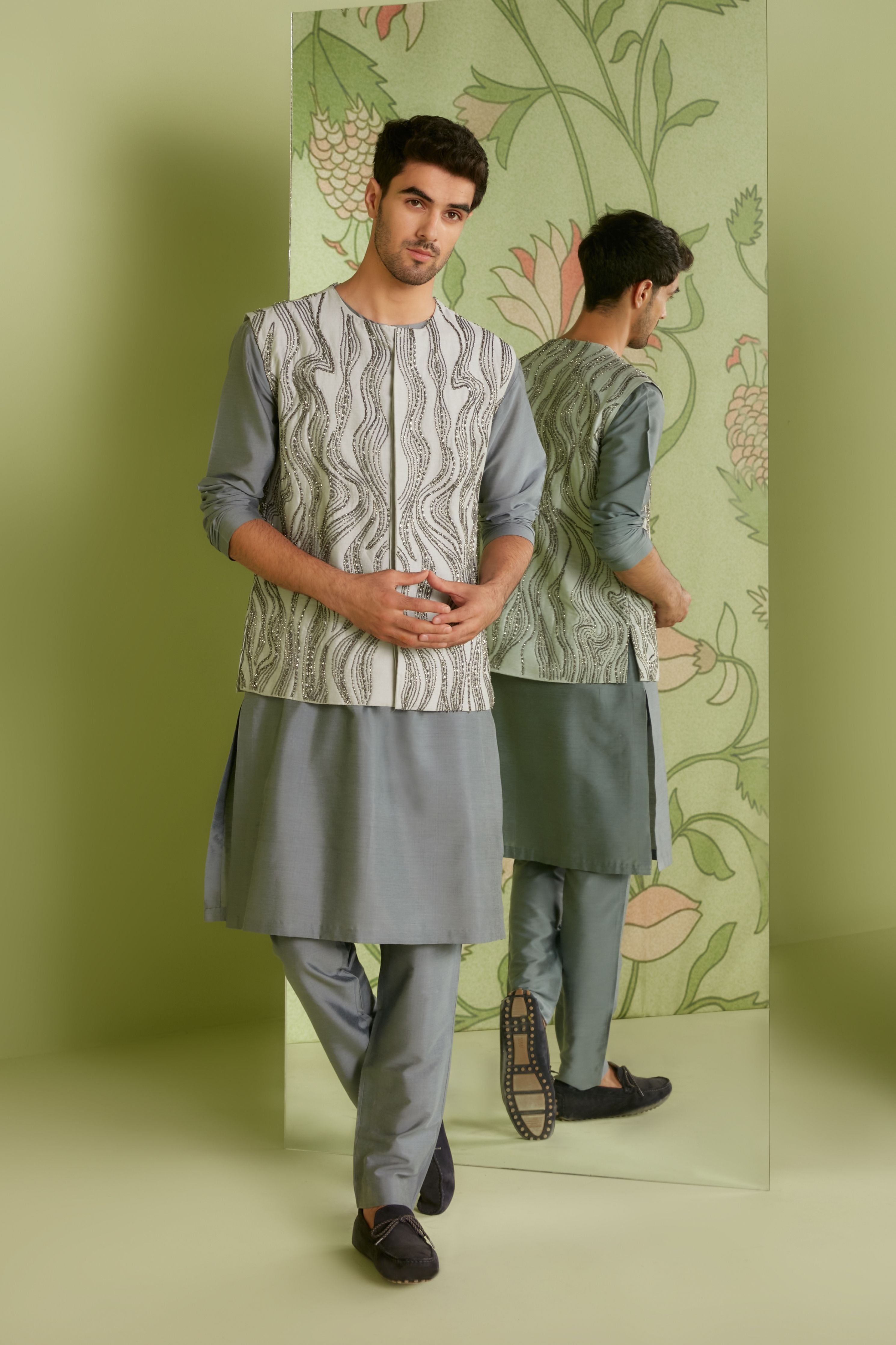 Grey Bundi Kurta Set