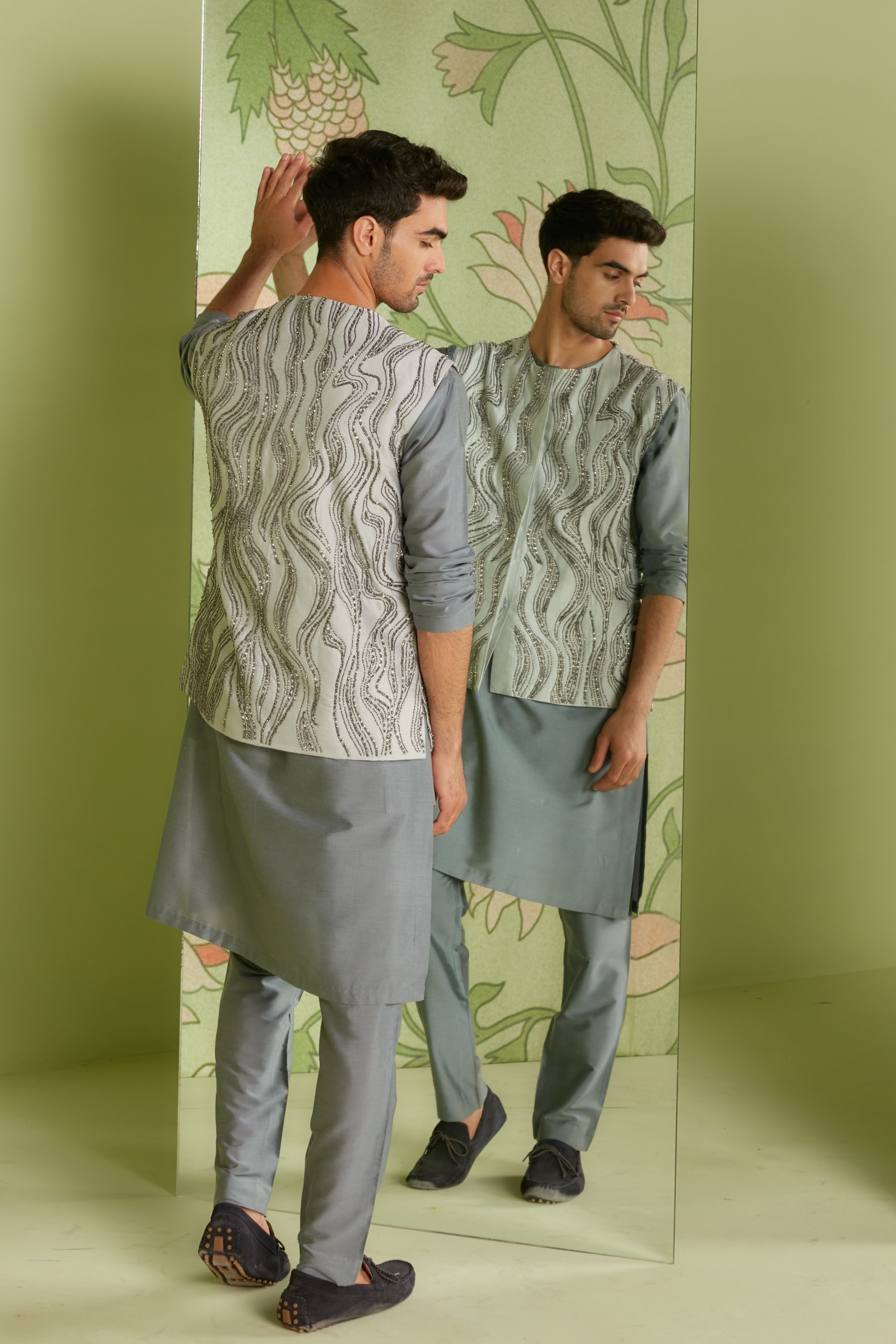 Grey Bundi Kurta Set